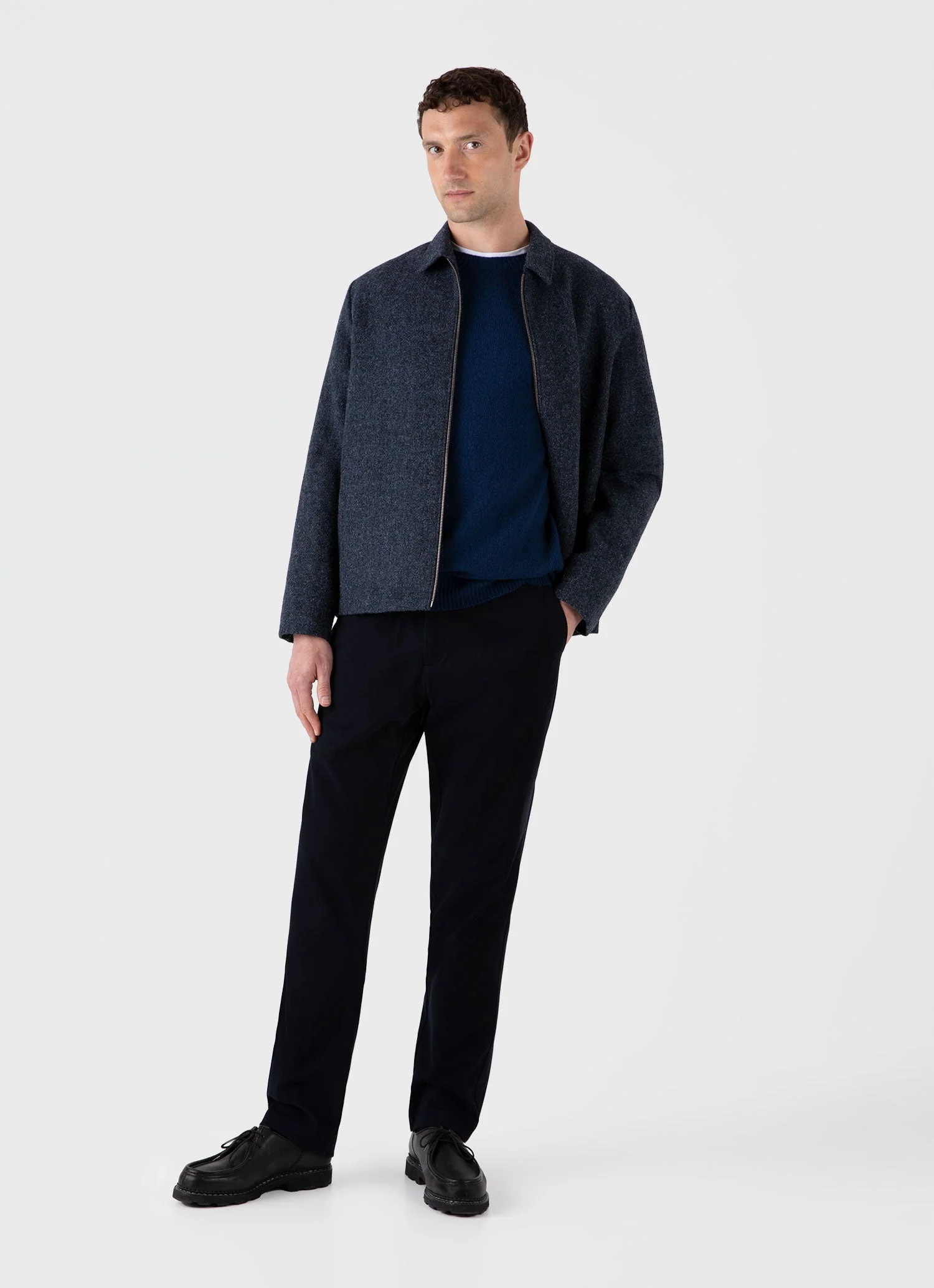 Men's Lambswool Crew Neck Jumper in Naval Blue - Image 3