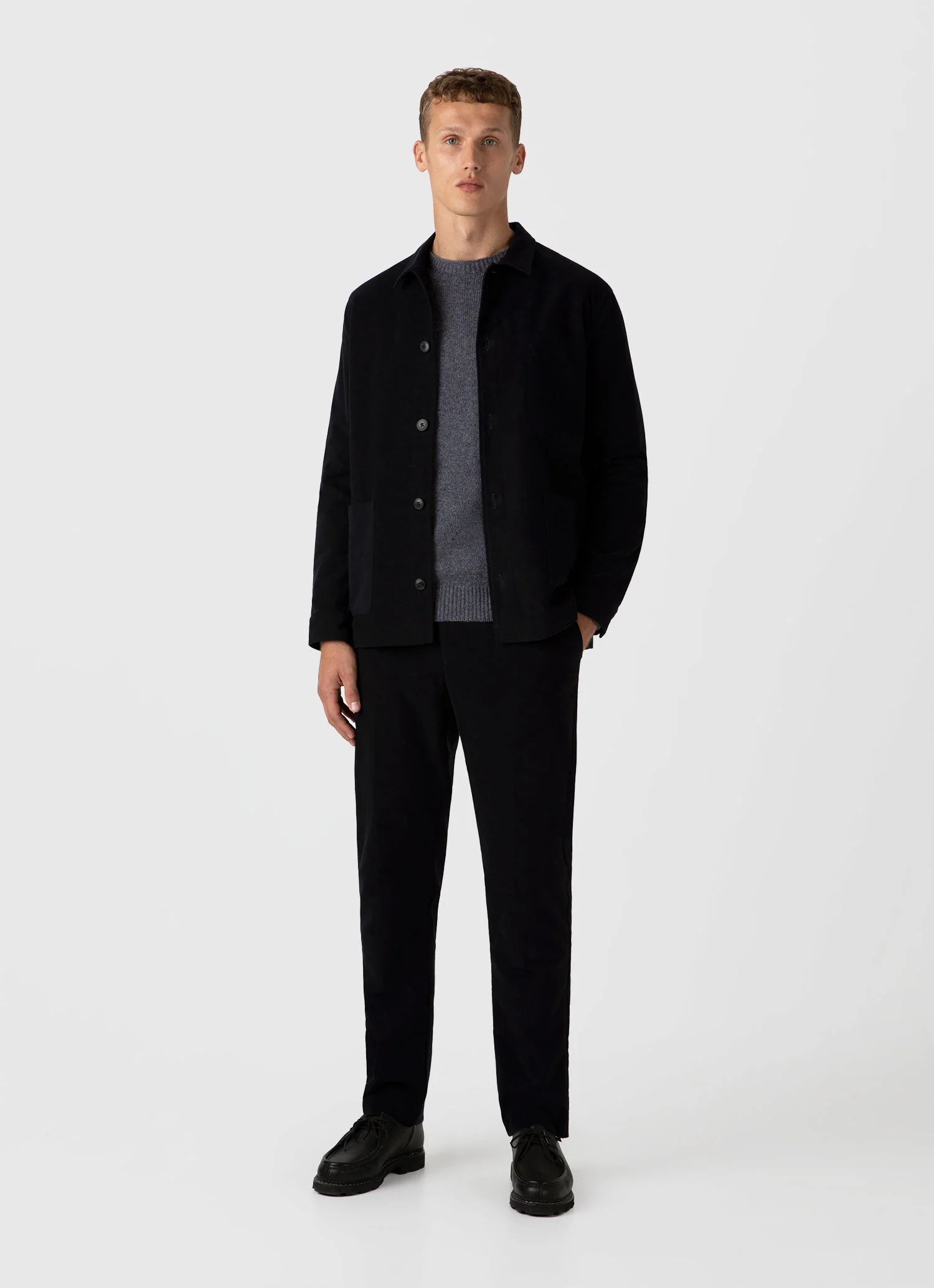 Men's Lambswool Crew Neck Jumper in Slate Blue Twist - Image 3