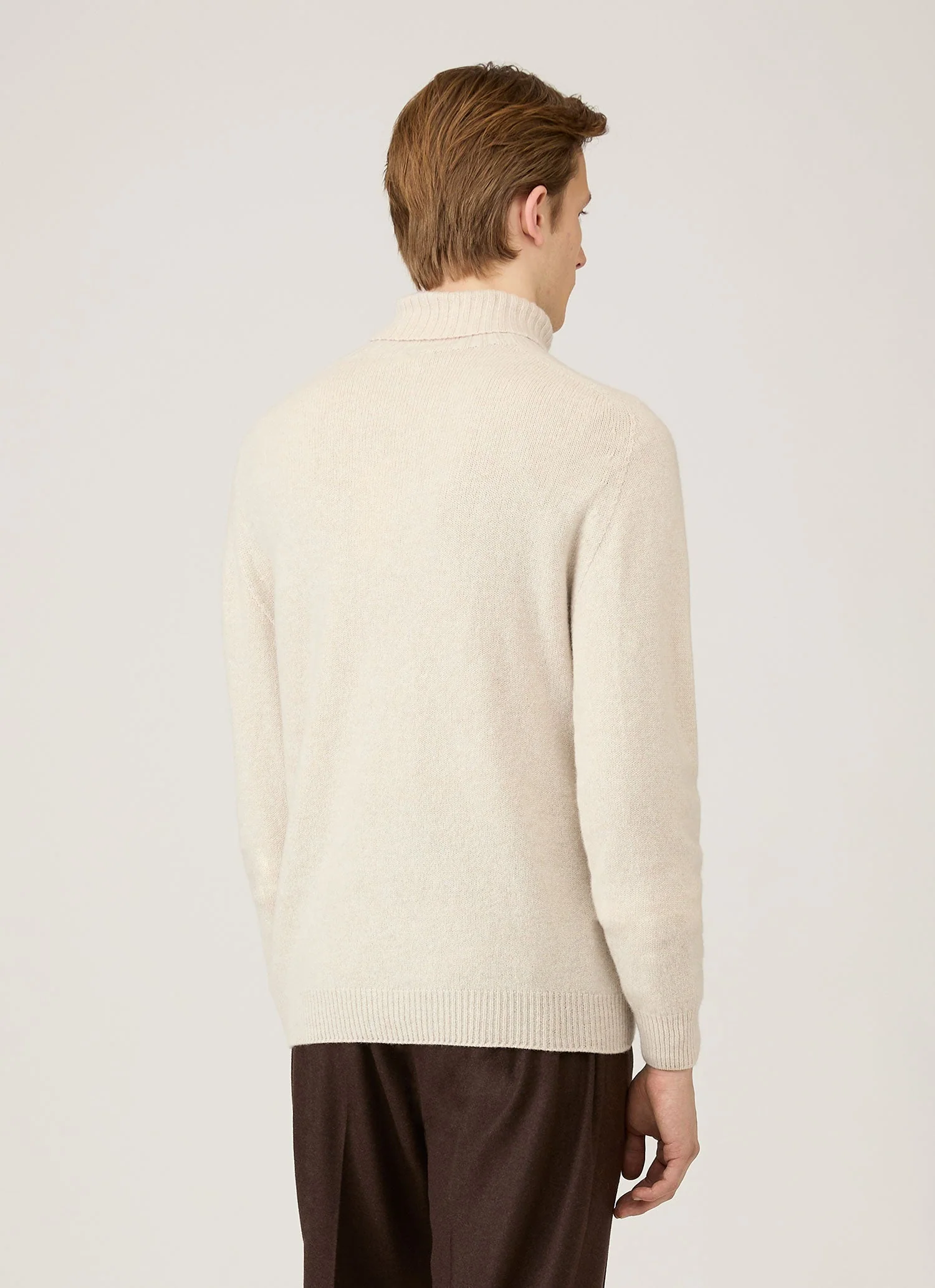 Men's Lambswool Roll Neck in Oatmeal Melange - Image 5