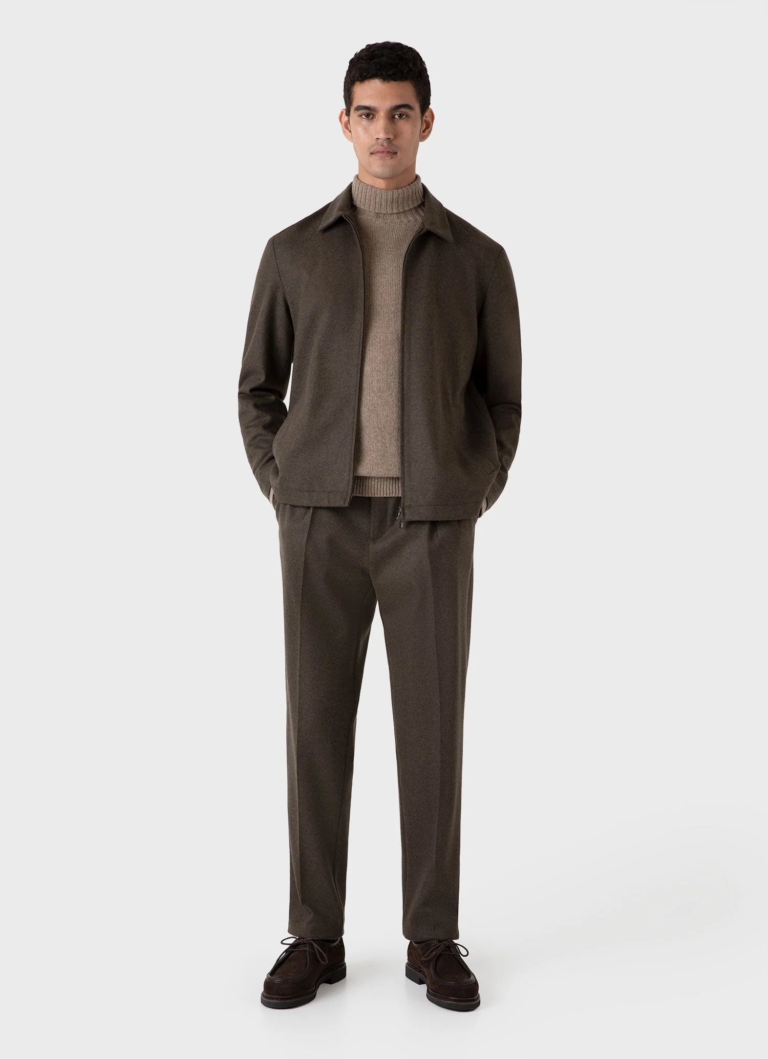 Men's Lambswool Roll Neck in Sandstone - Image 3