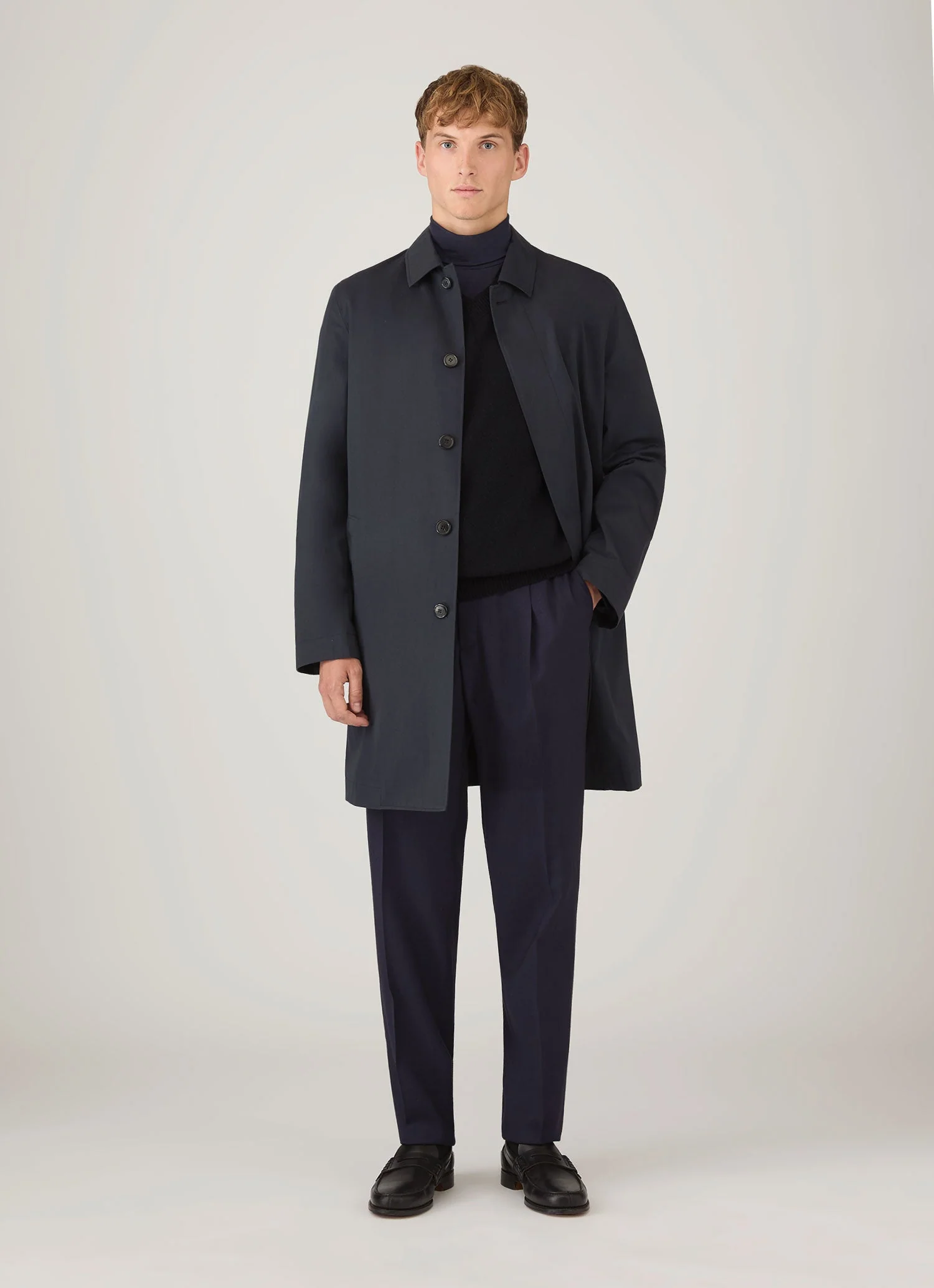 Men's Lambswool Vest in Dark Navy Mouline - Image 3
