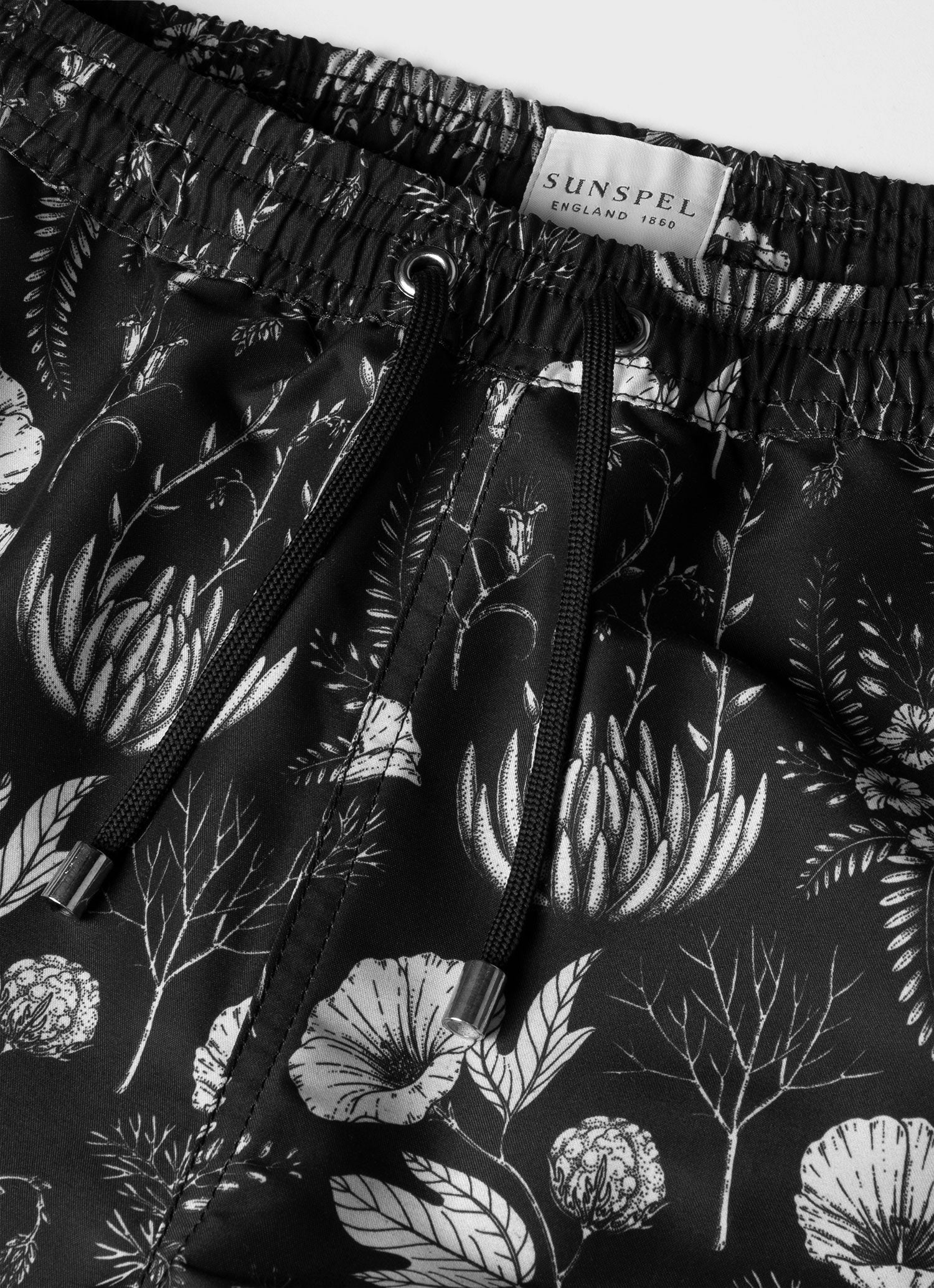 Men's Leaf Print Swim Short in Black - Image 4