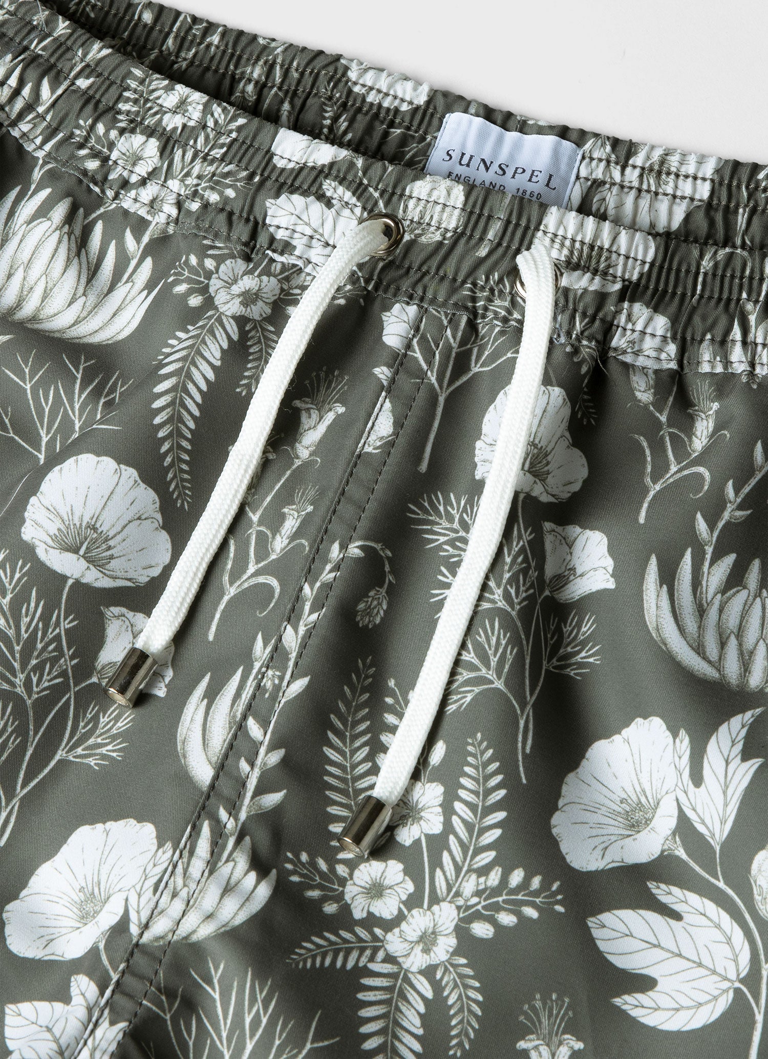 Men's Leaf Print Swim Short in Pale Khaki - Image 4