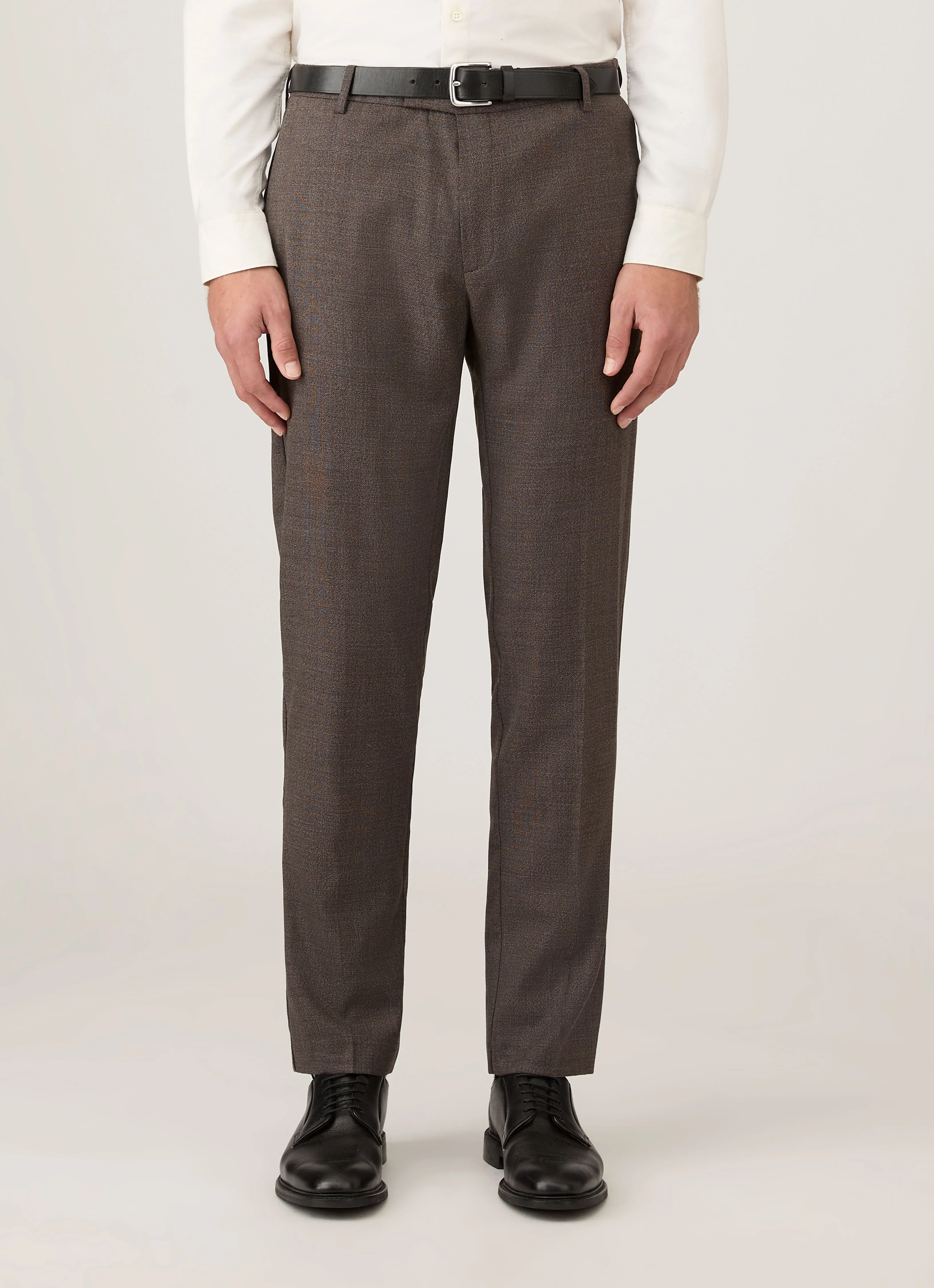 Men's Lightweight Travel Wool Trouser in Light Coffee Melange - Image 2