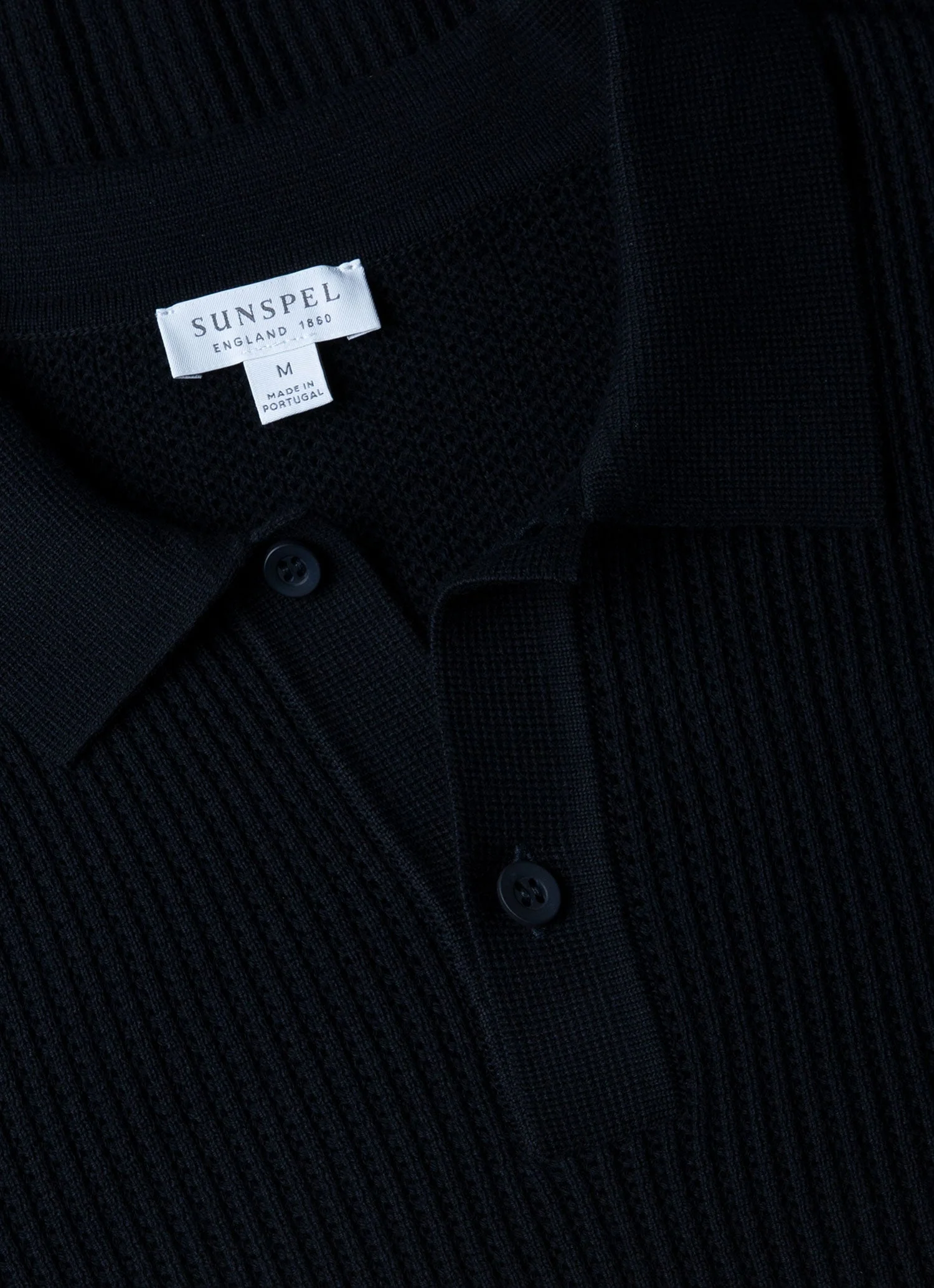 Men's Linear Mesh Knit Polo Shirt in Navy - Image 4