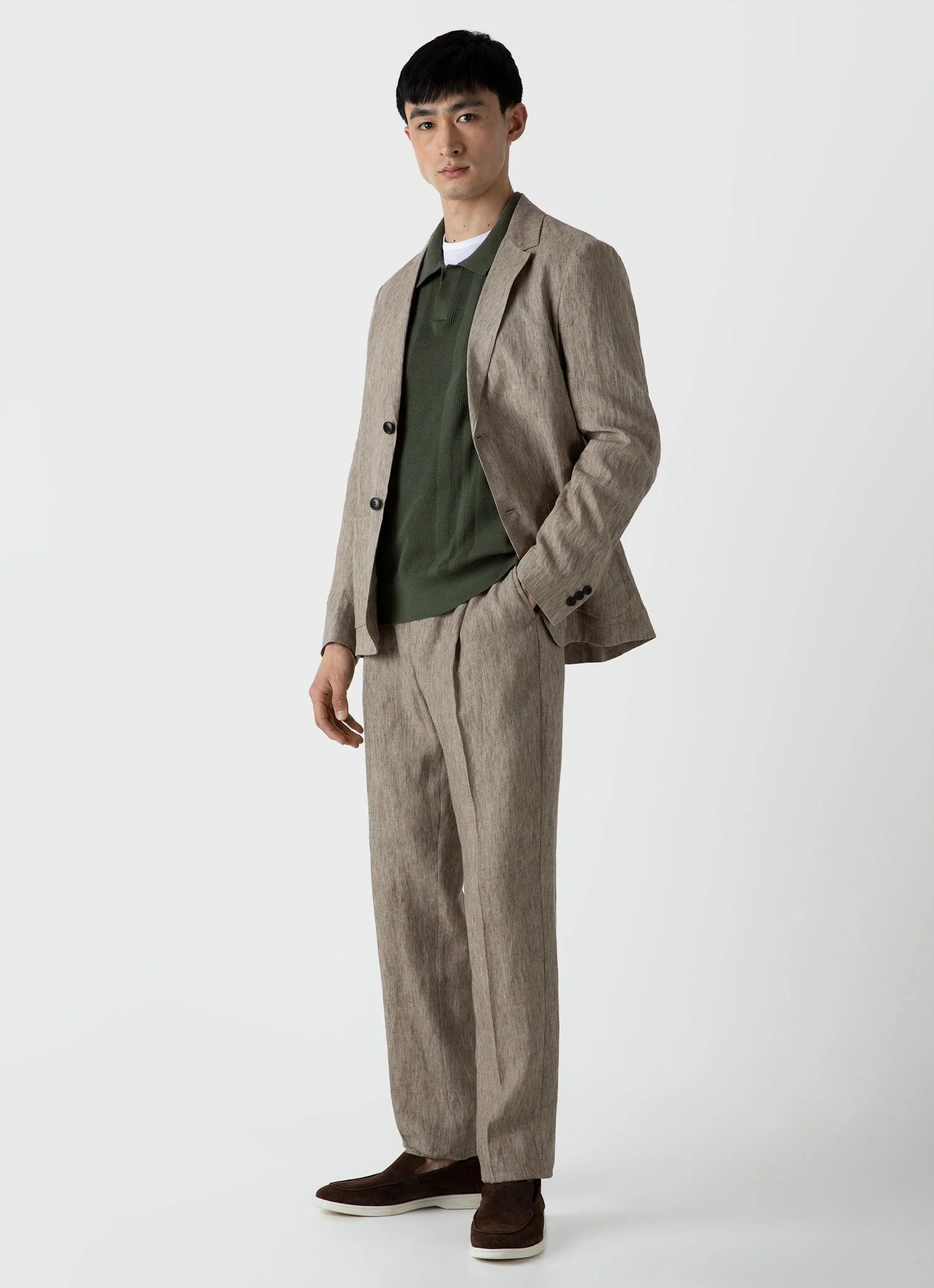 Men's Linen Blazer in Dark Stone - Image 3