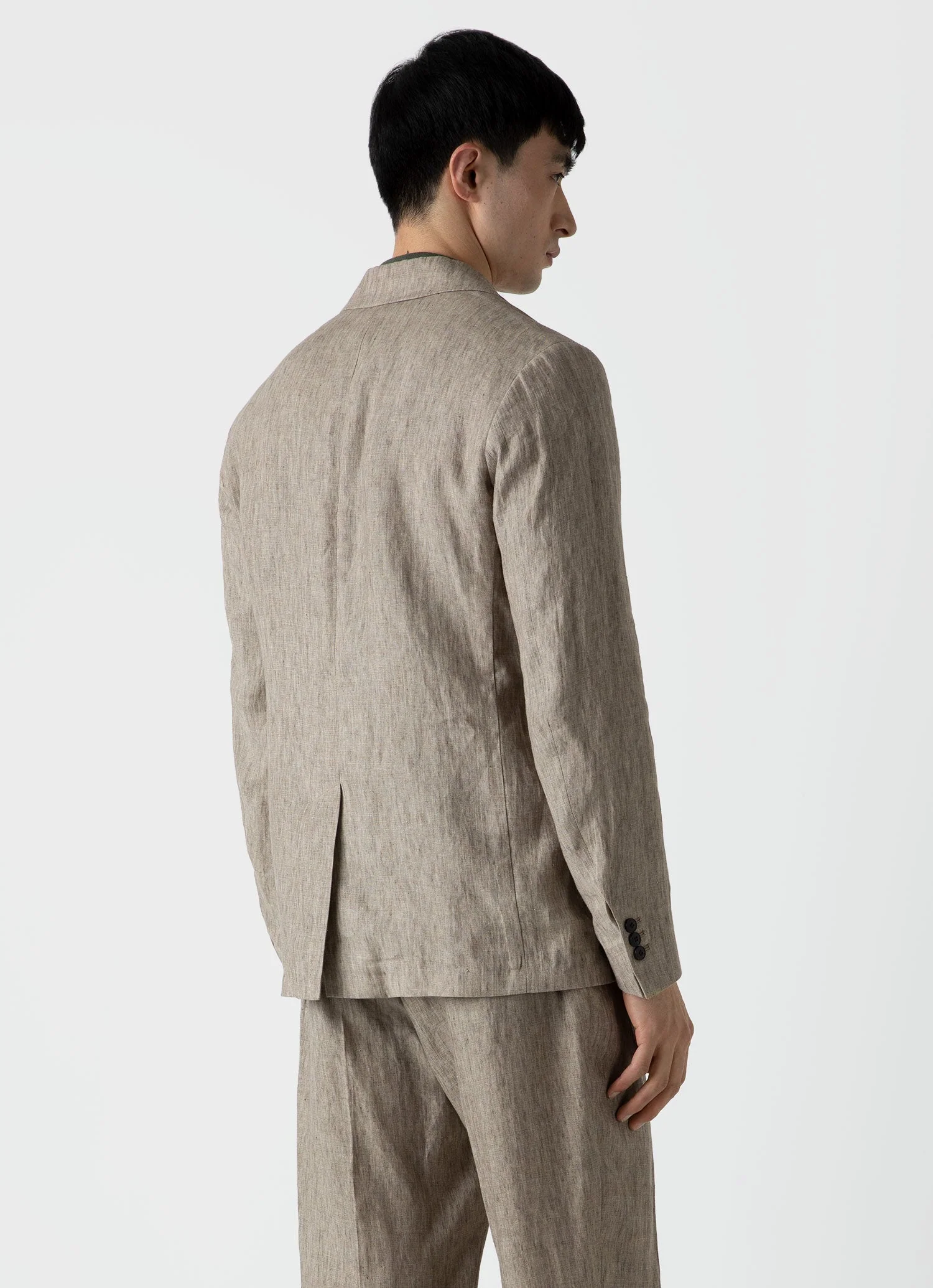 Men's Linen Blazer in Dark Stone - Image 4