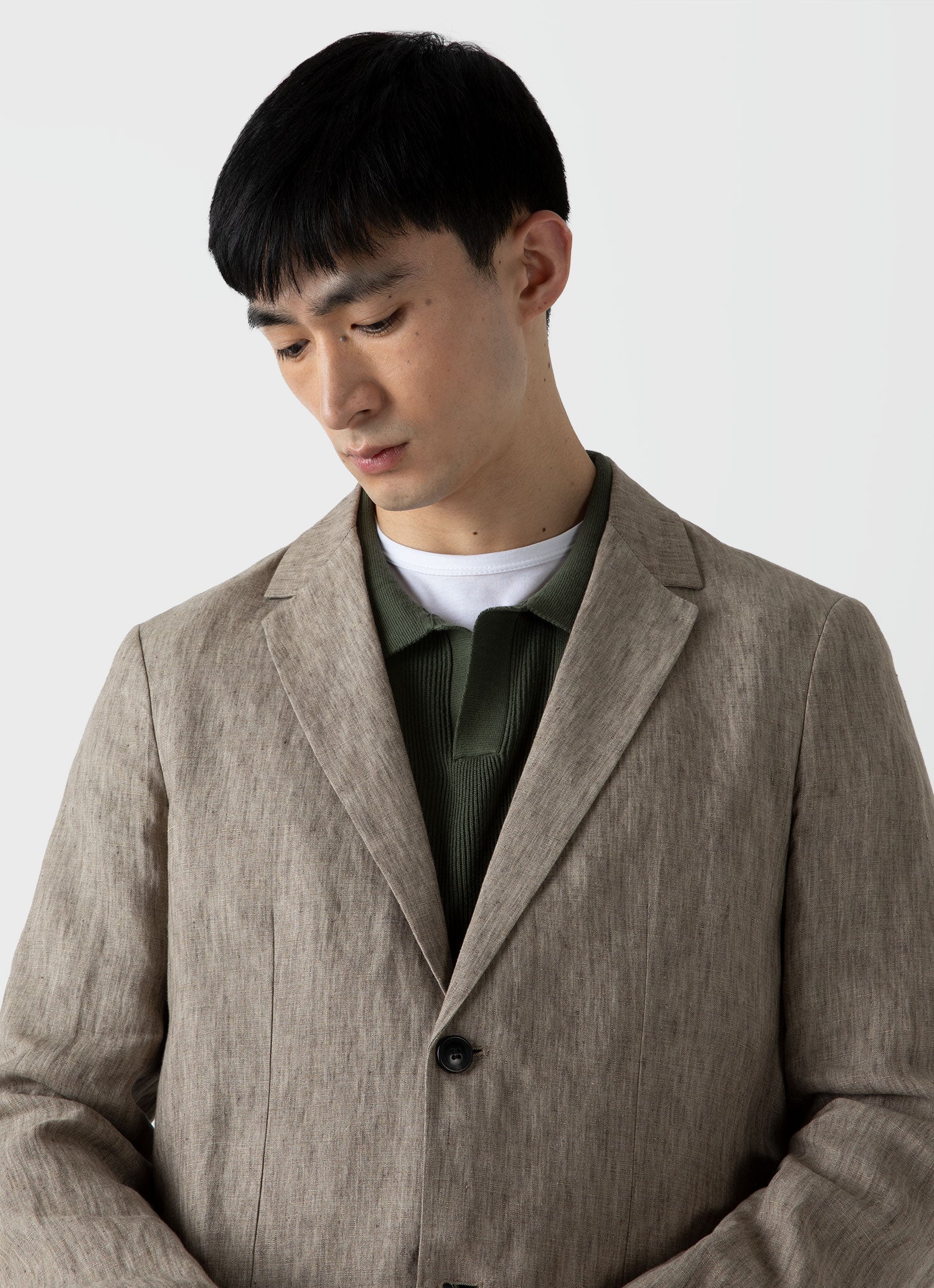 Men's Linen Blazer in Dark Stone - Image 5