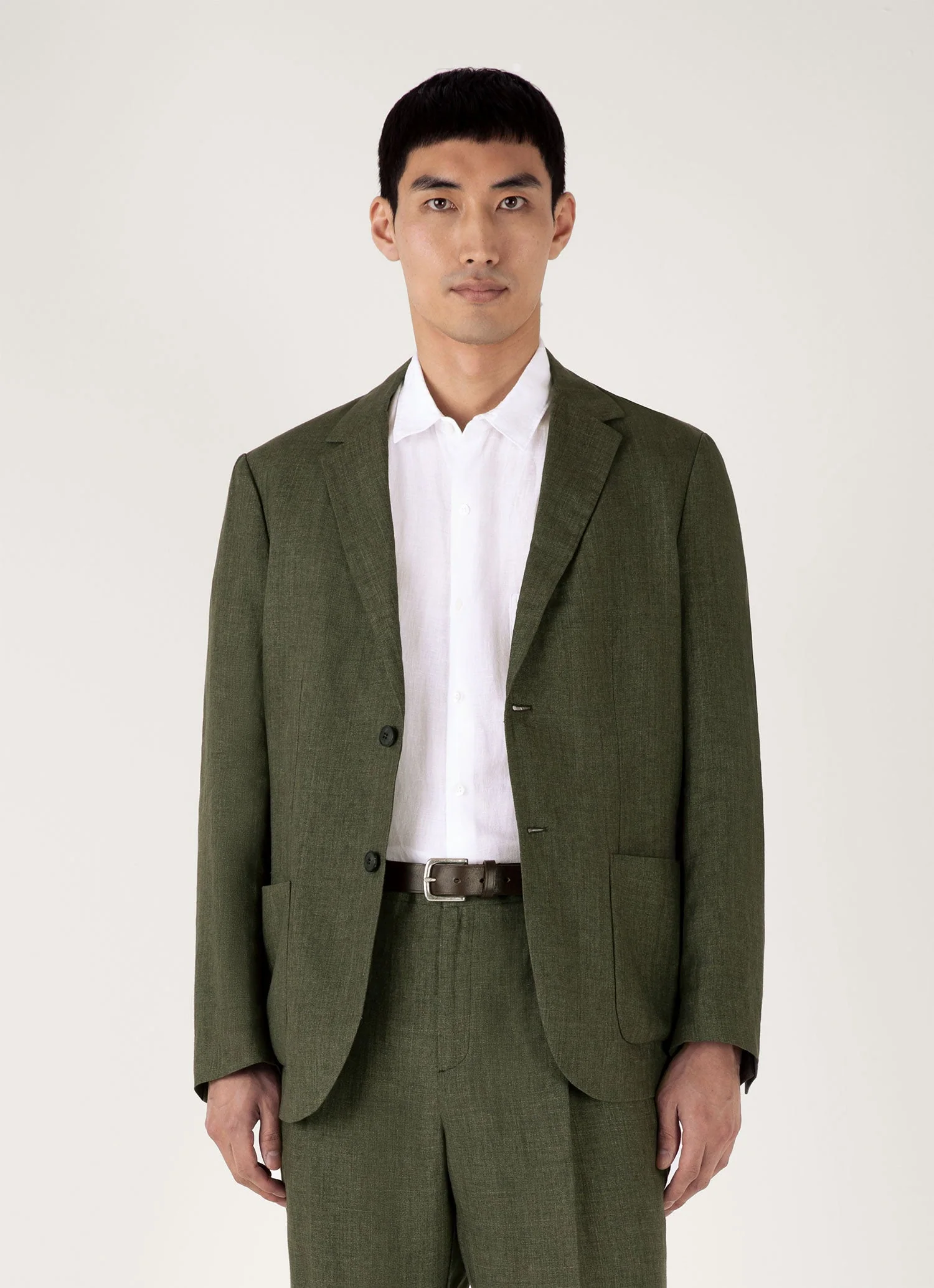 Men's Linen Blazer in Hunter Green - Image 2