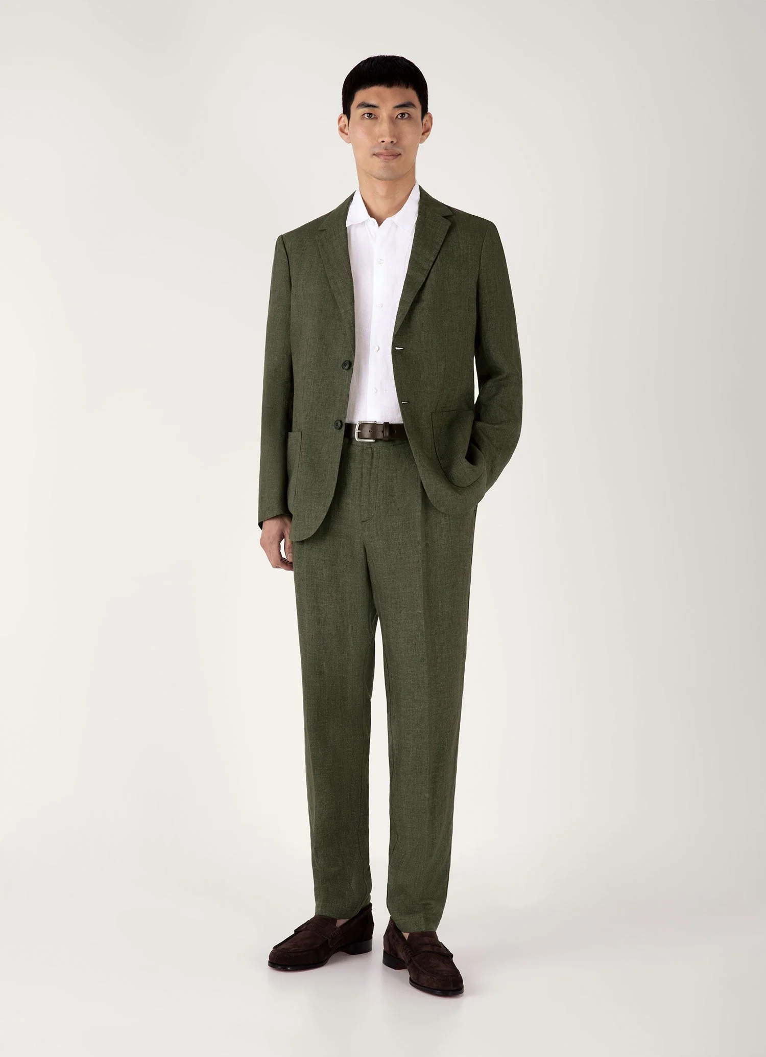 Men's Linen Blazer in Hunter Green - Image 3