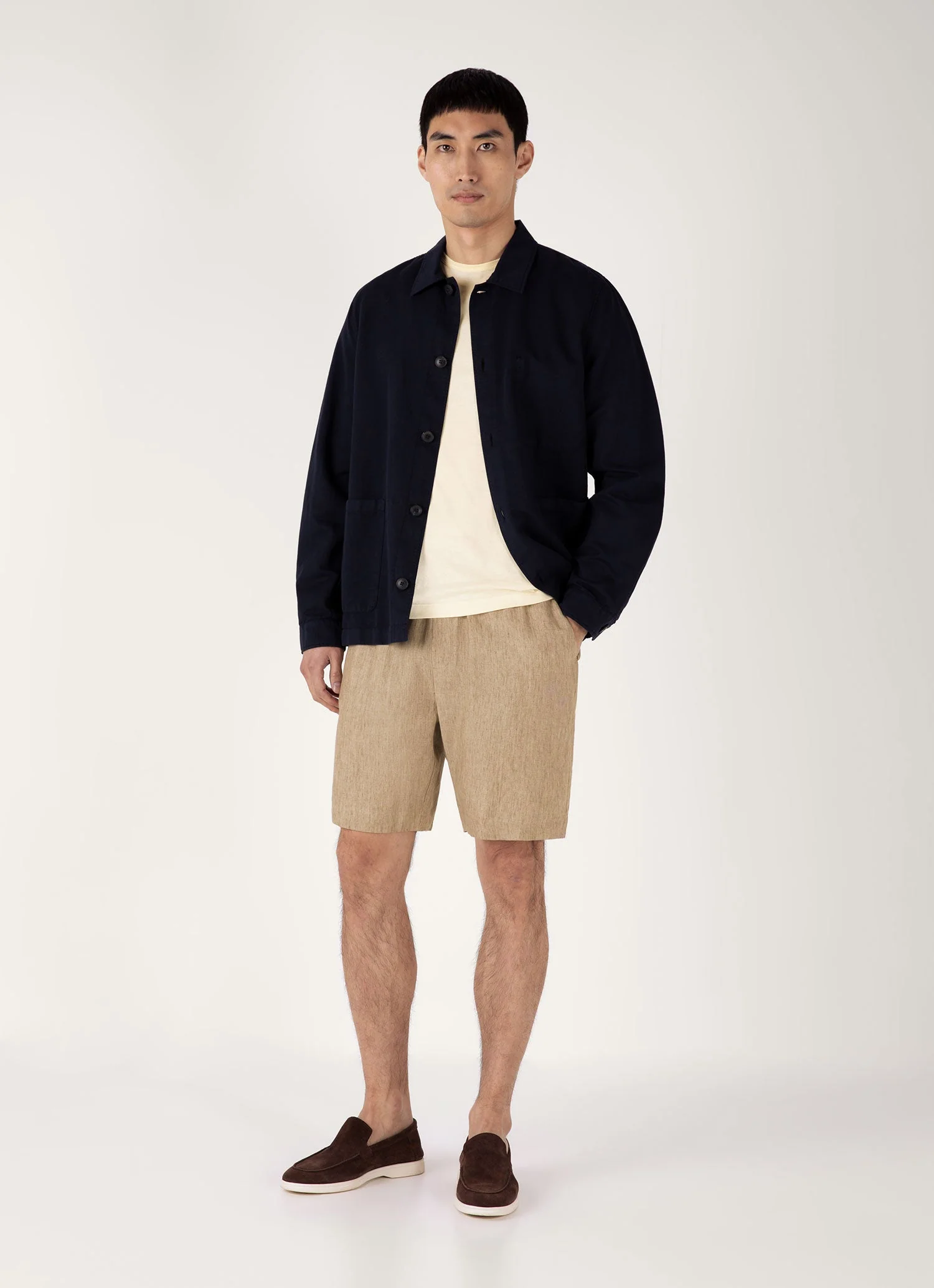 Men's Linen Drawstring Short in Dune Melange - Image 3