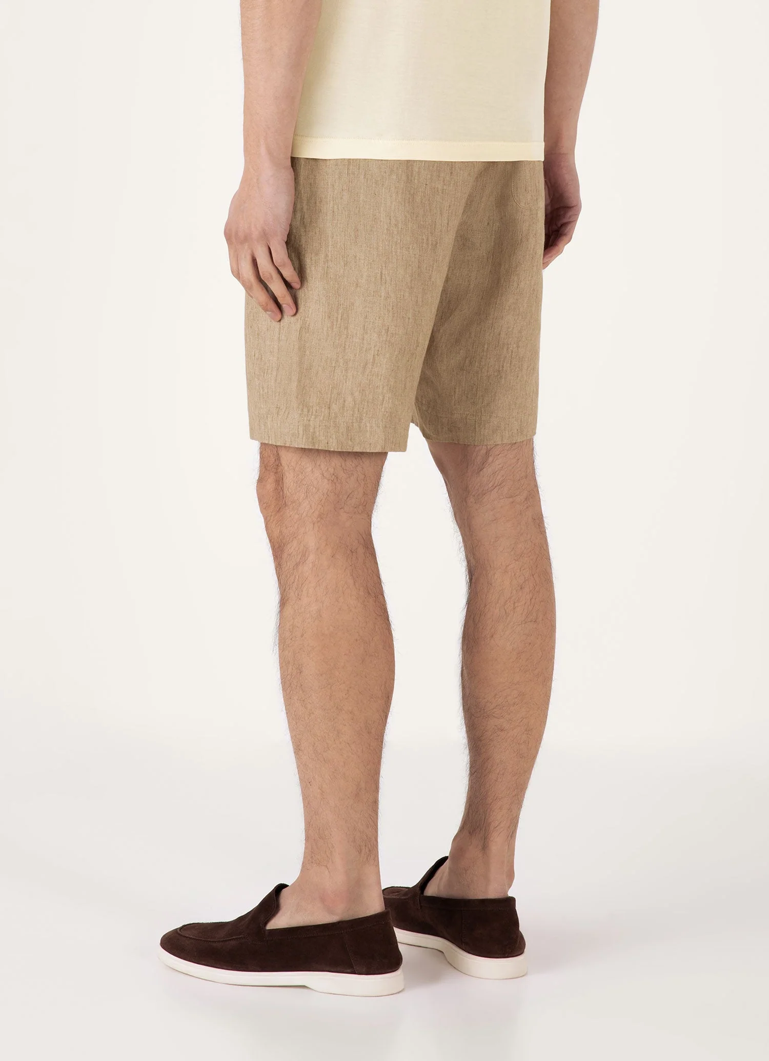 Men's Linen Drawstring Short in Dune Melange - Image 5