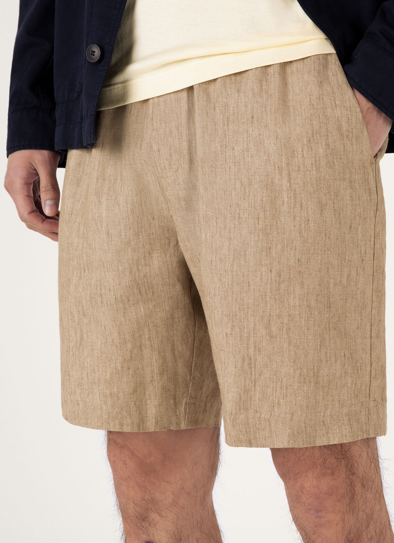 Men's Linen Drawstring Short in Dune Melange - Image 6