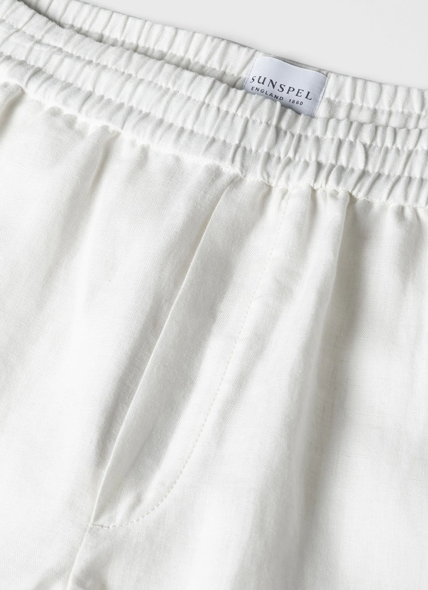 Men's Linen Drawstring Short in White - Image 3