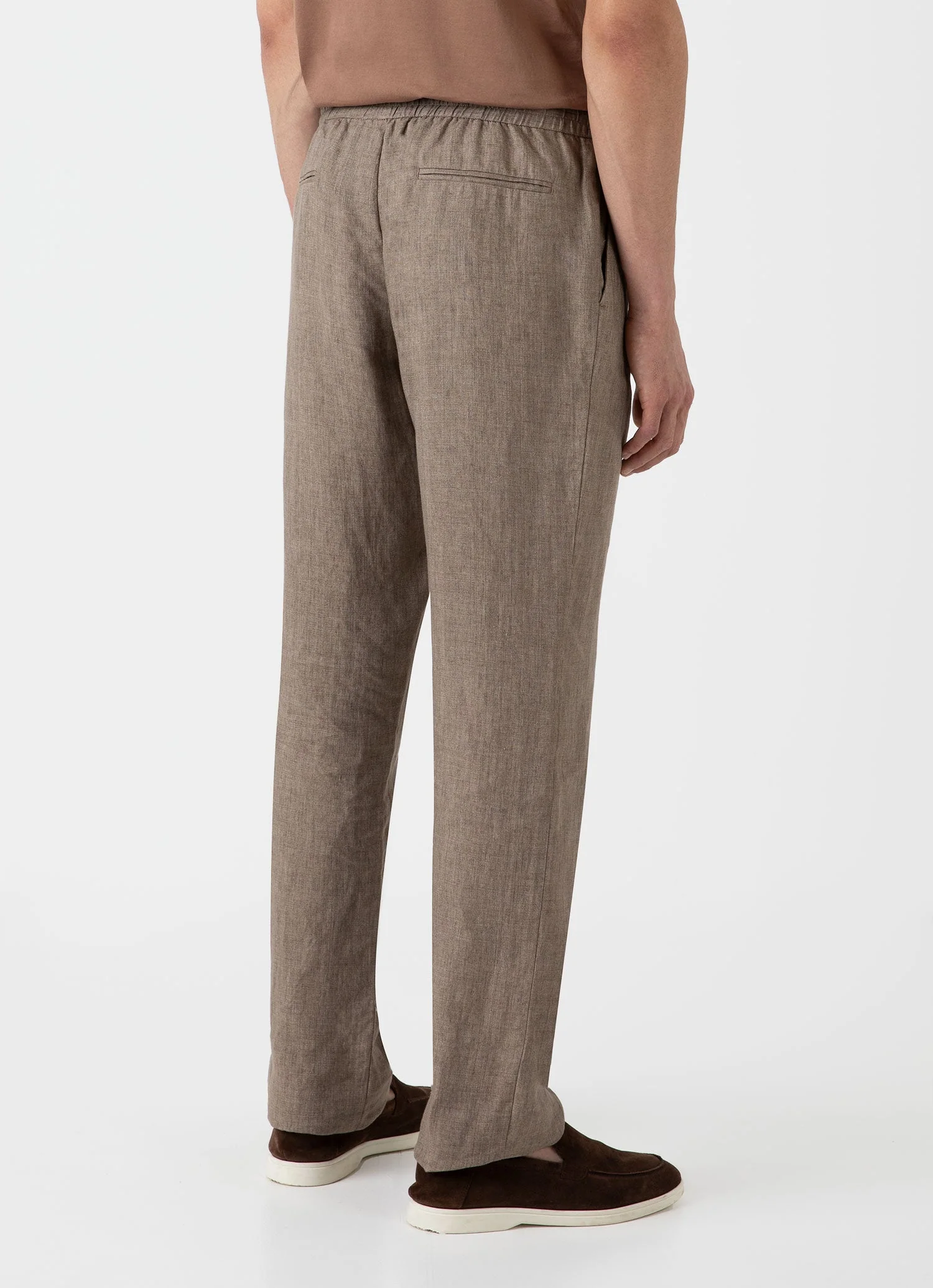 Men's Linen Drawstring Trouser in Dark Sand - Image 4