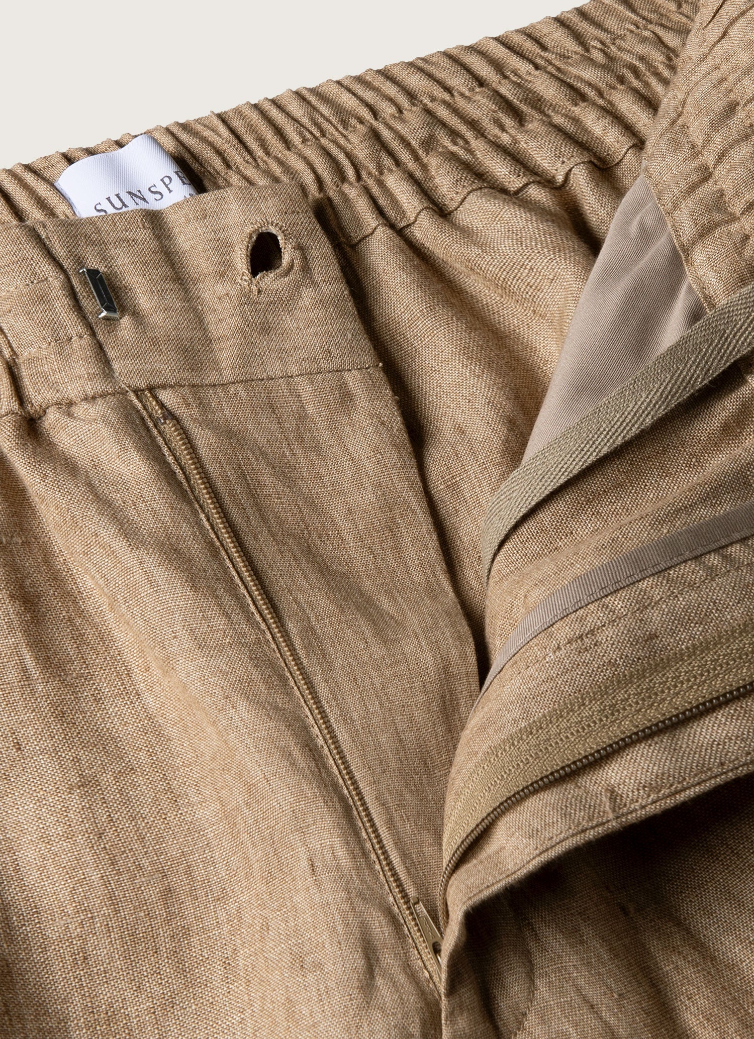 Men's Linen Drawstring Trouser in Dune Melange - Image 4
