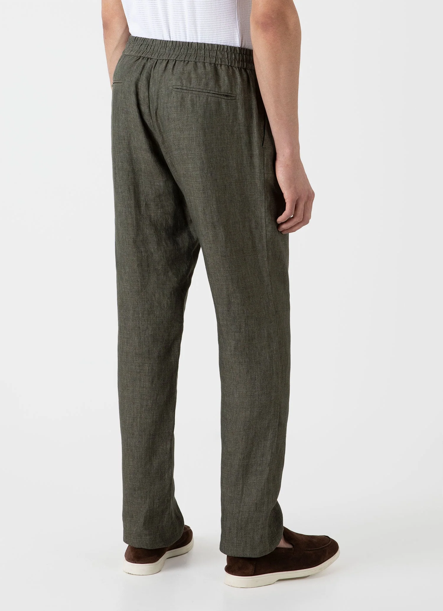 Men's Linen Drawstring Trouser in Light Khaki - Image 4