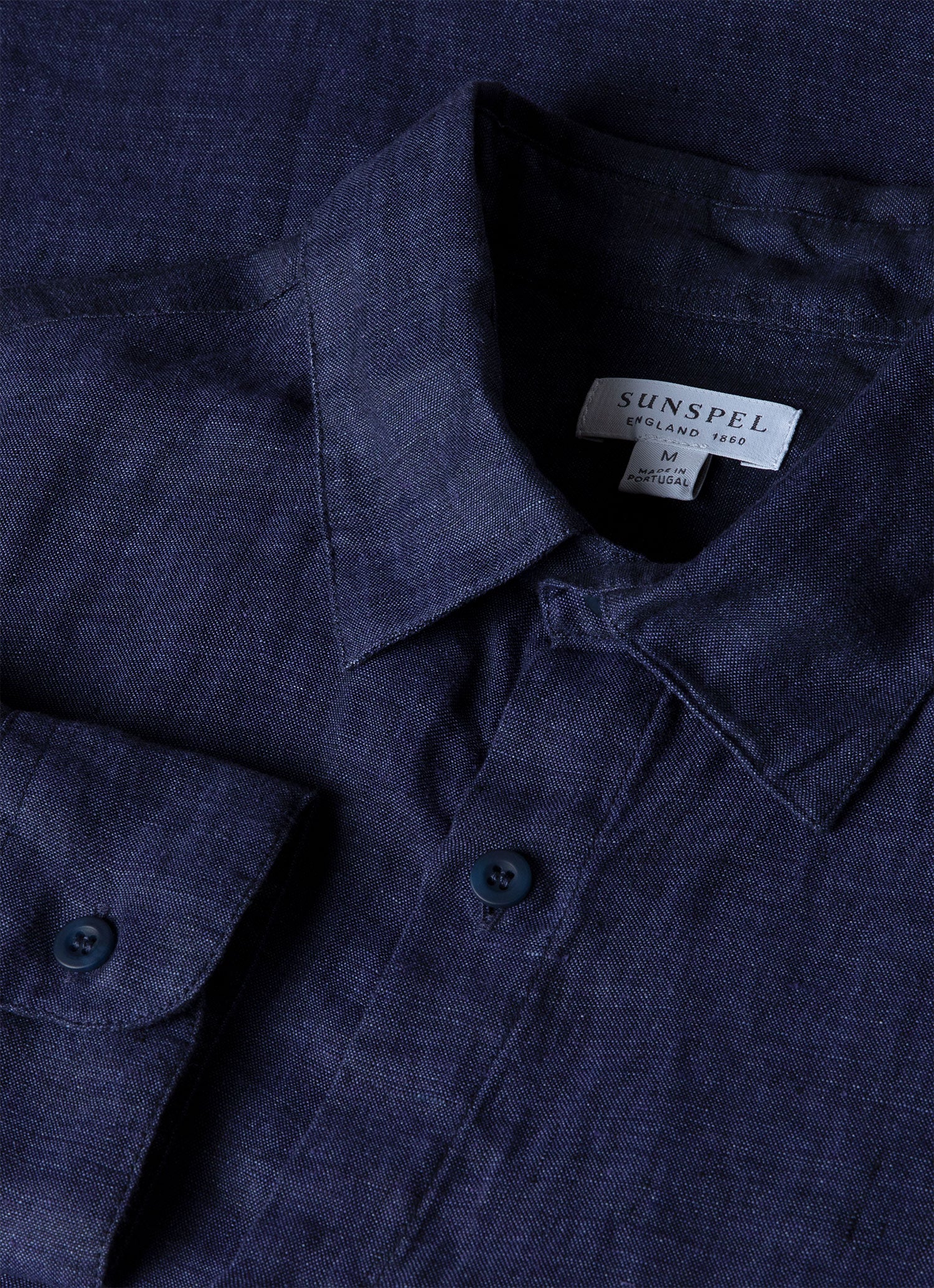 Men's Linen Shirt in Navy Melange - Image 4