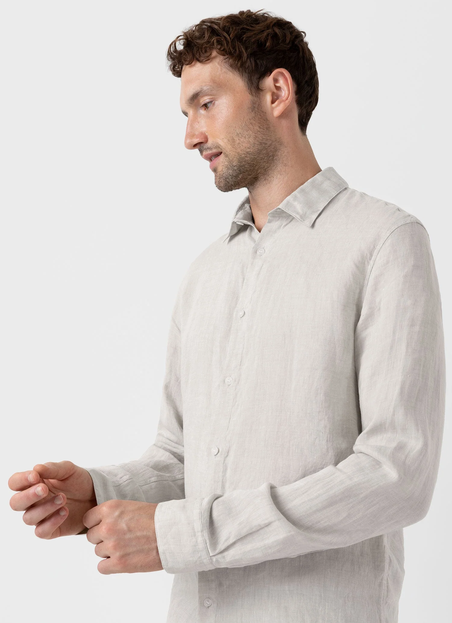 Men's Linen Shirt in Oatmeal Melange - Image 5