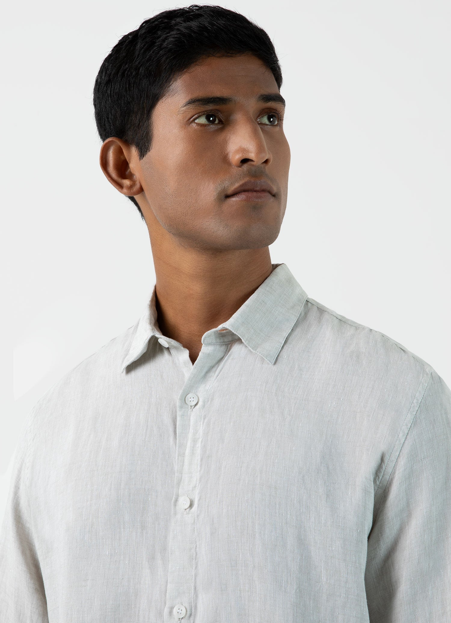 Men's Linen Shirt in Oatmeal Melange - Image 6