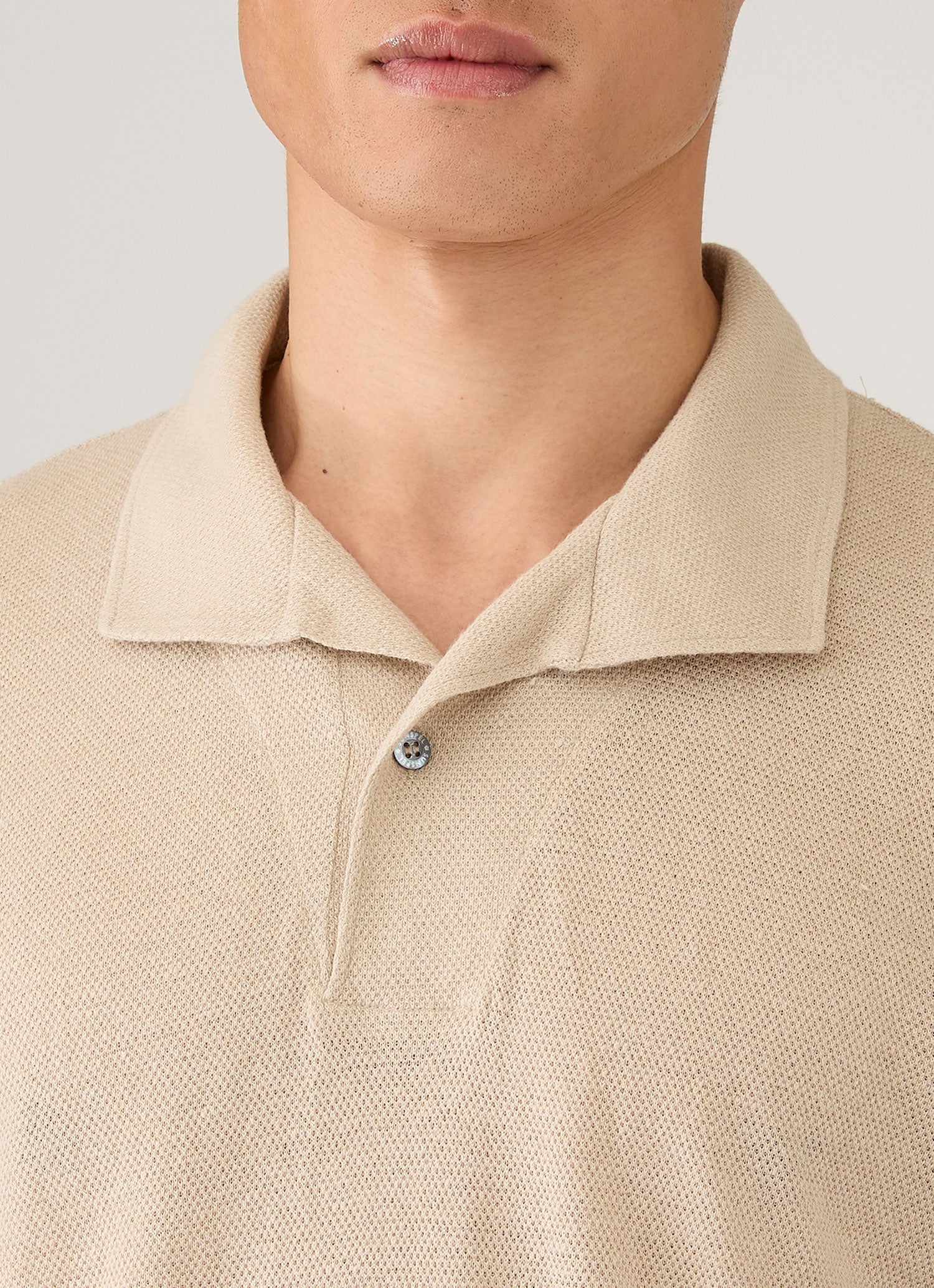 Men's Linen Piqué Polo Shirt in Hazelwood - Image 6