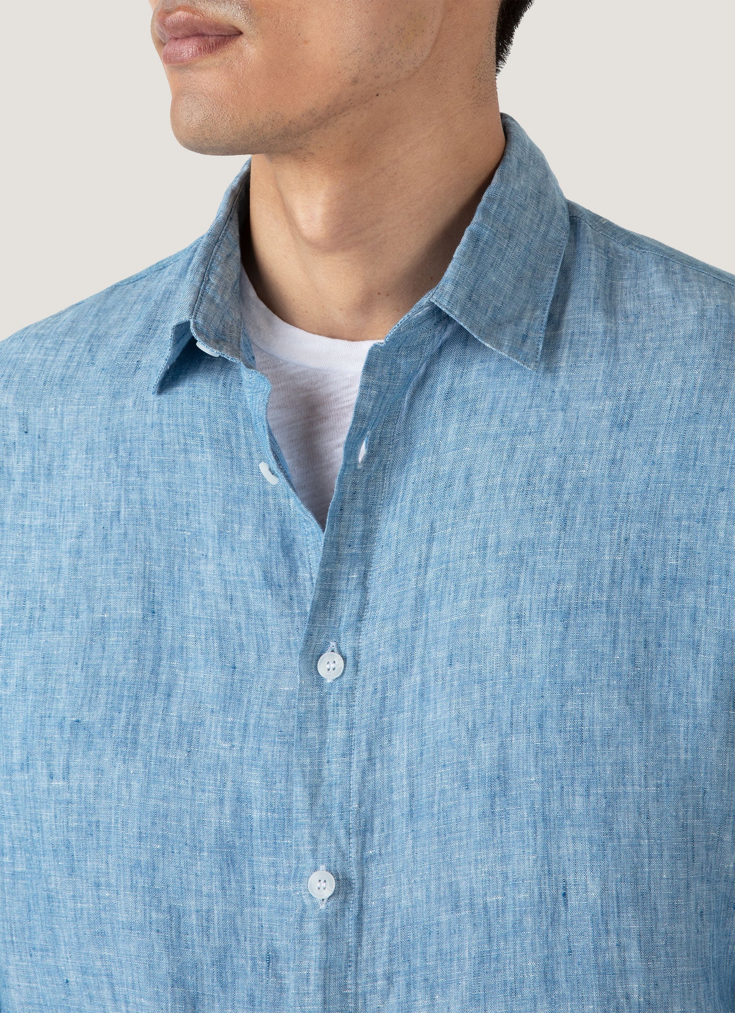 Men's Linen Shirt in Como Blue - Image 6