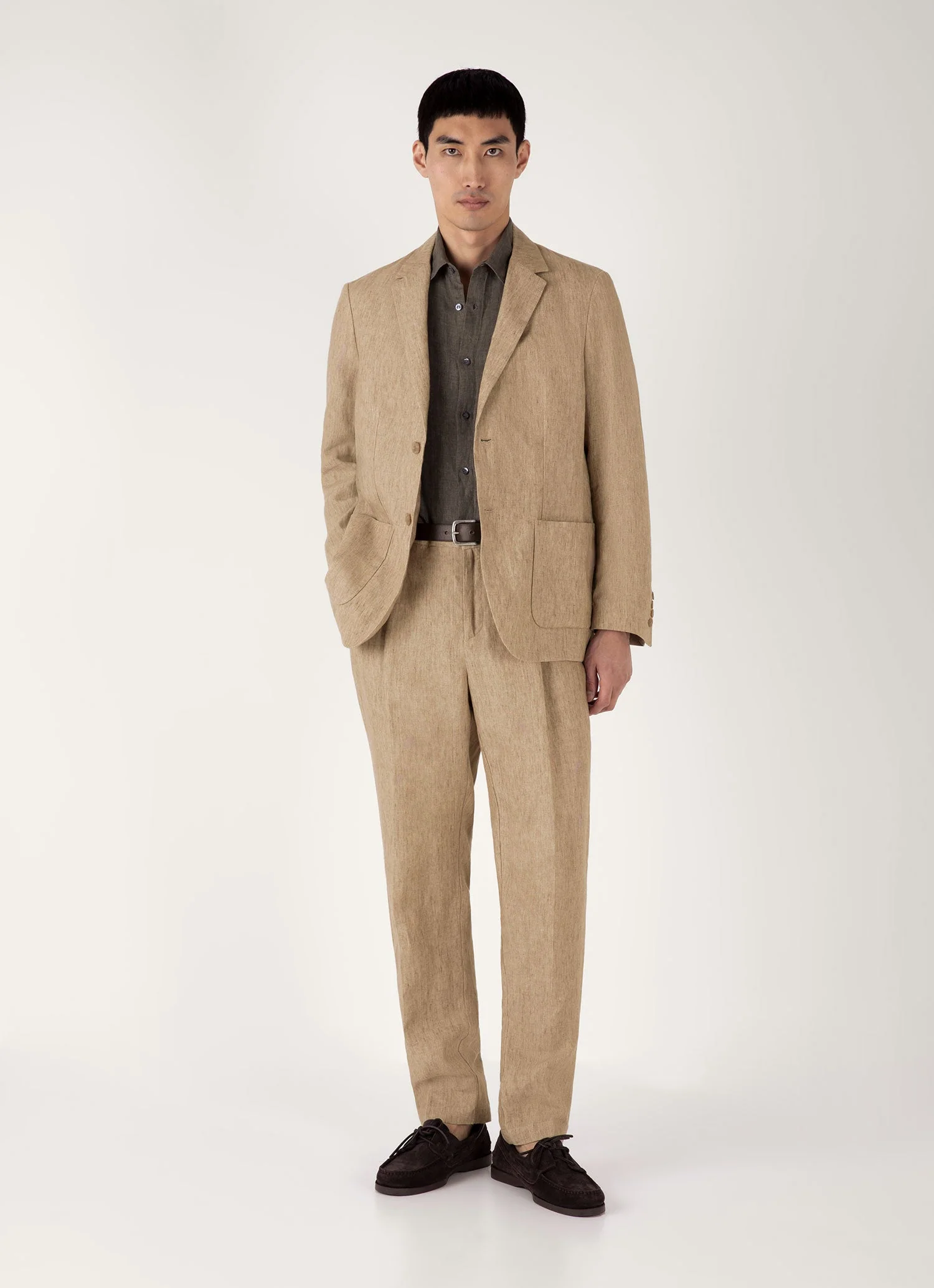 Men's Linen Shirt in Dusk Green - Image 3
