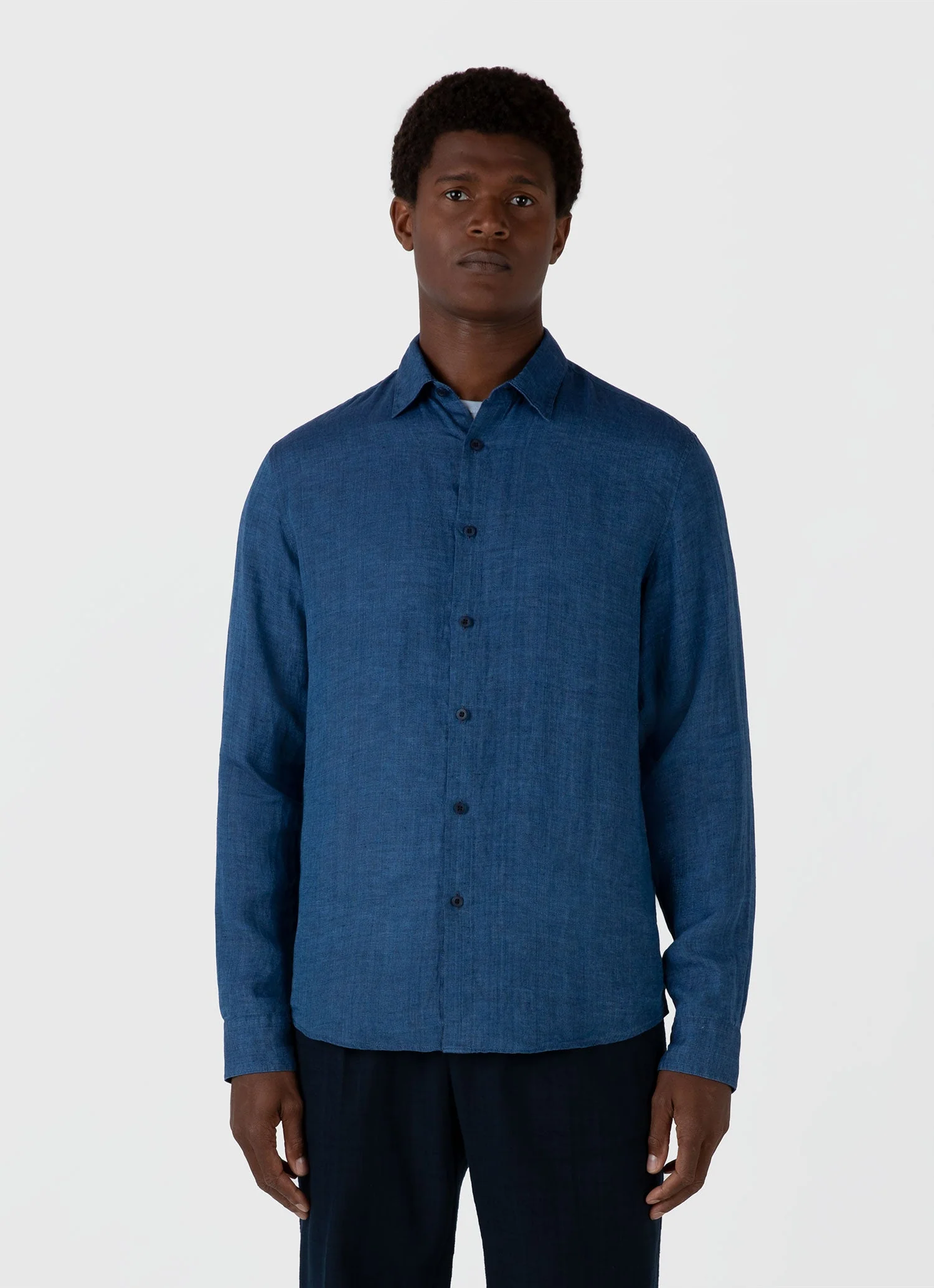 Men's Linen Shirt in Ink Blue - Image 2