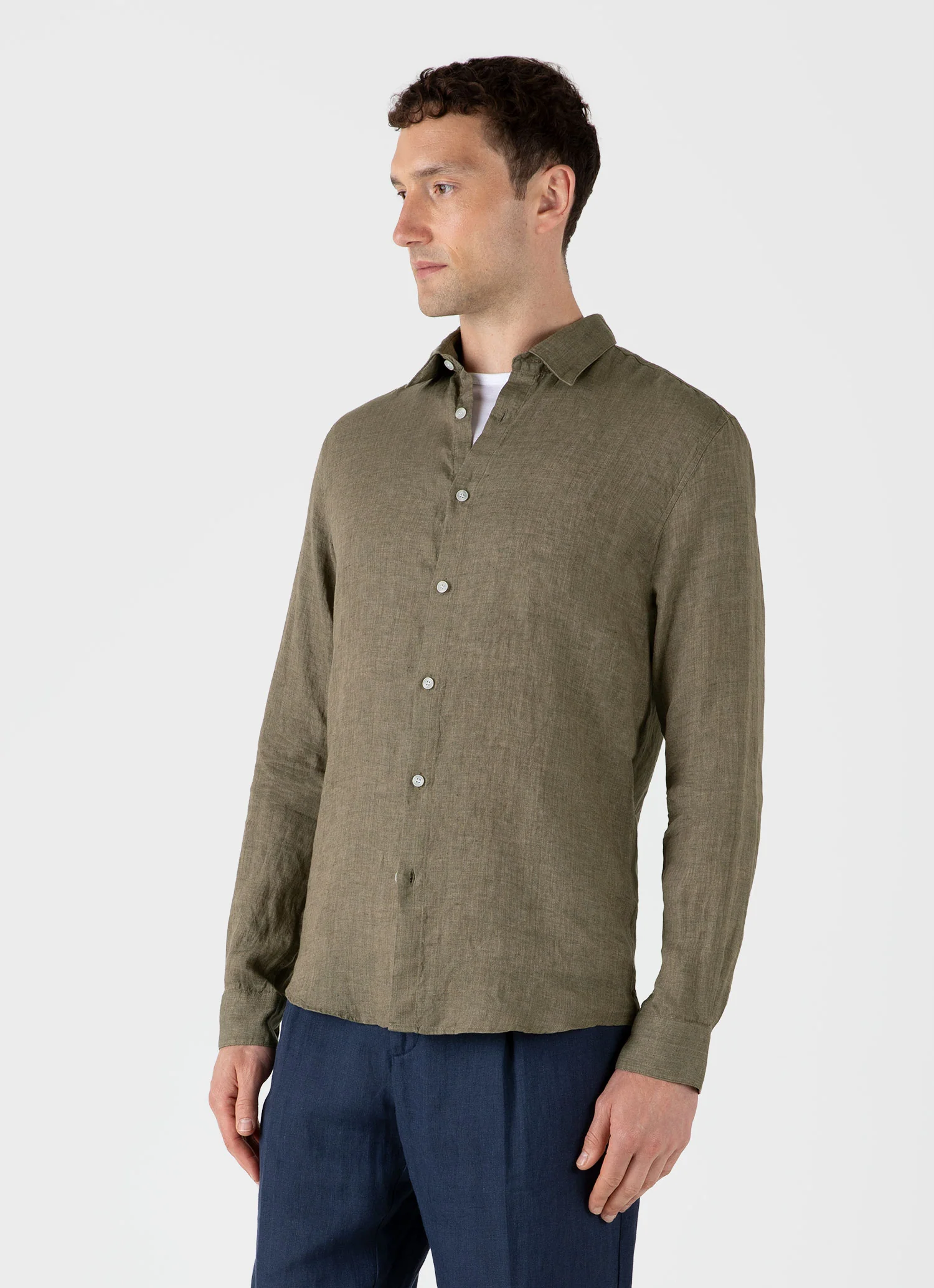 Men's Linen Shirt in Khaki - Image 2