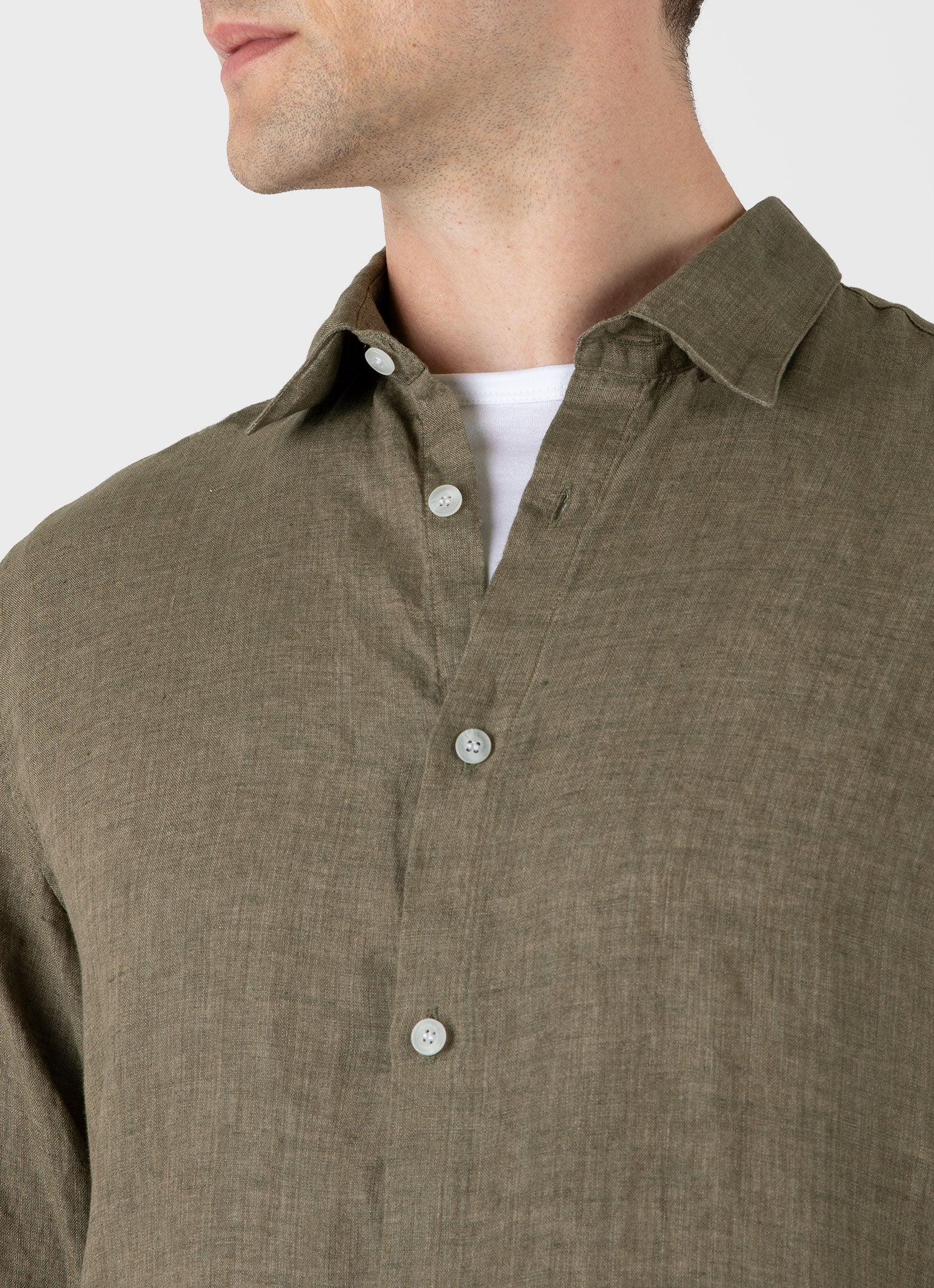 Men's Linen Shirt in Khaki - Image 6
