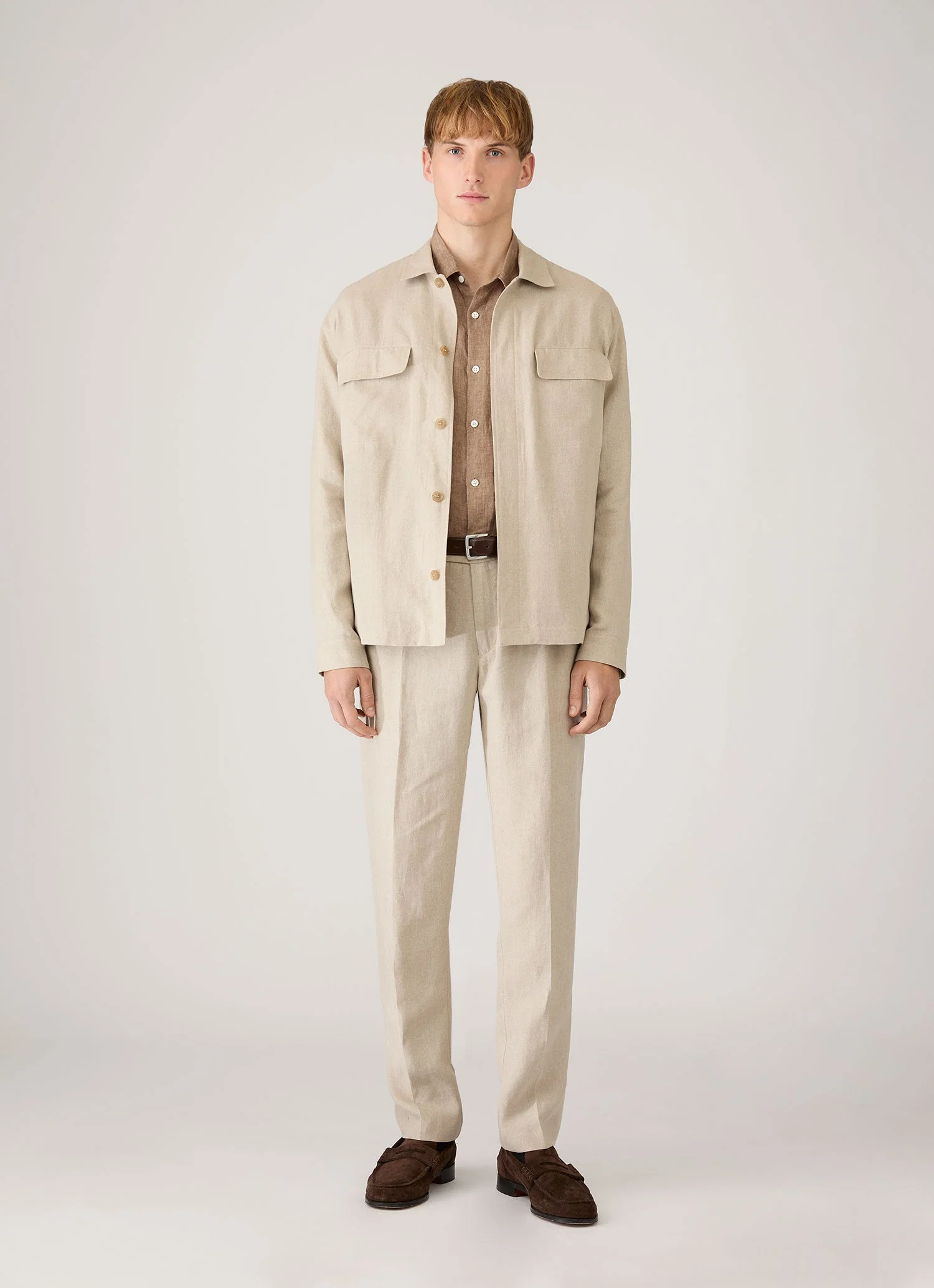 Men's Linen Shirt in Walnut - Image 3
