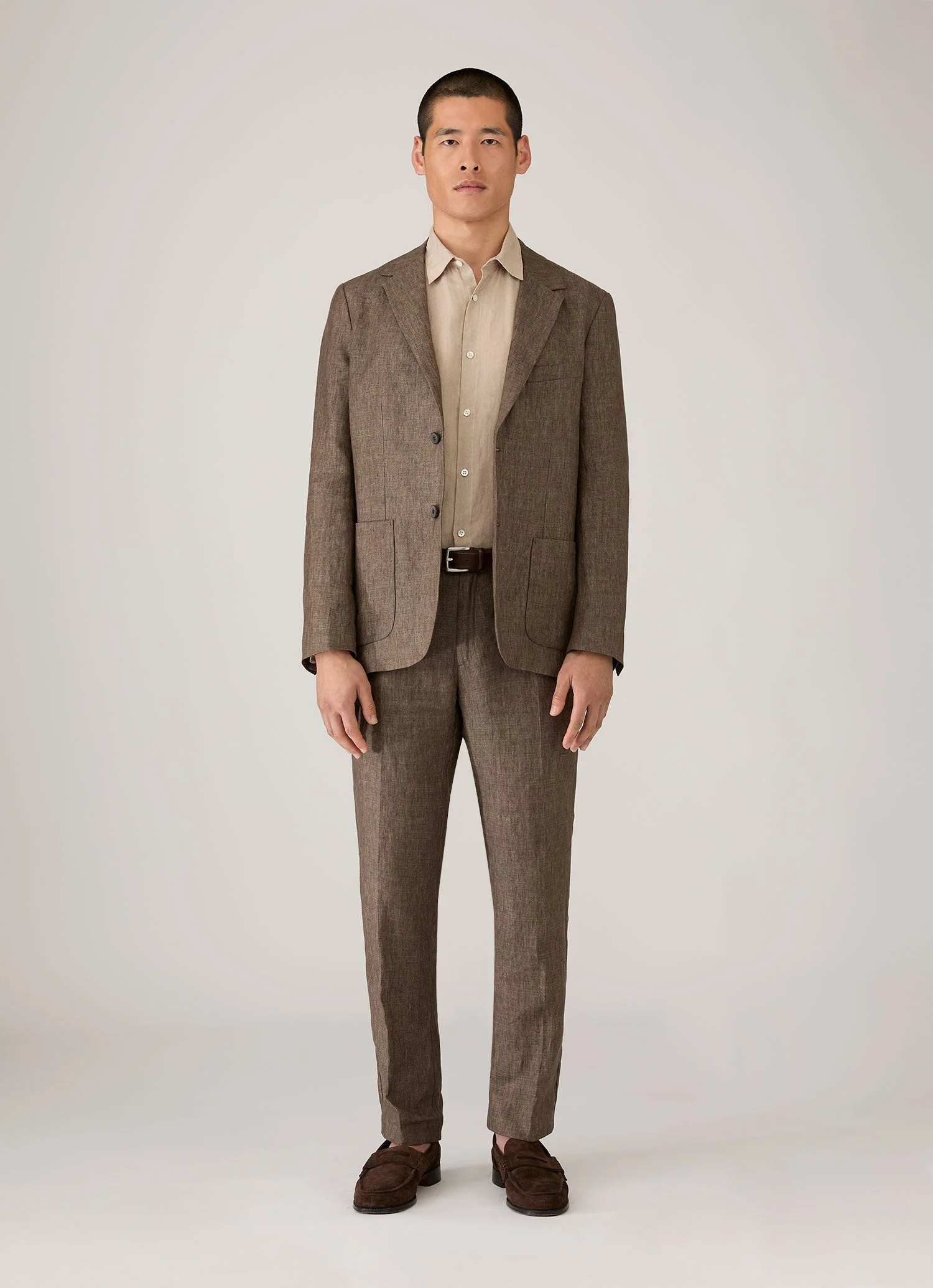 Men's Linen Two-Piece Suit in Dark Walnut - Image 2