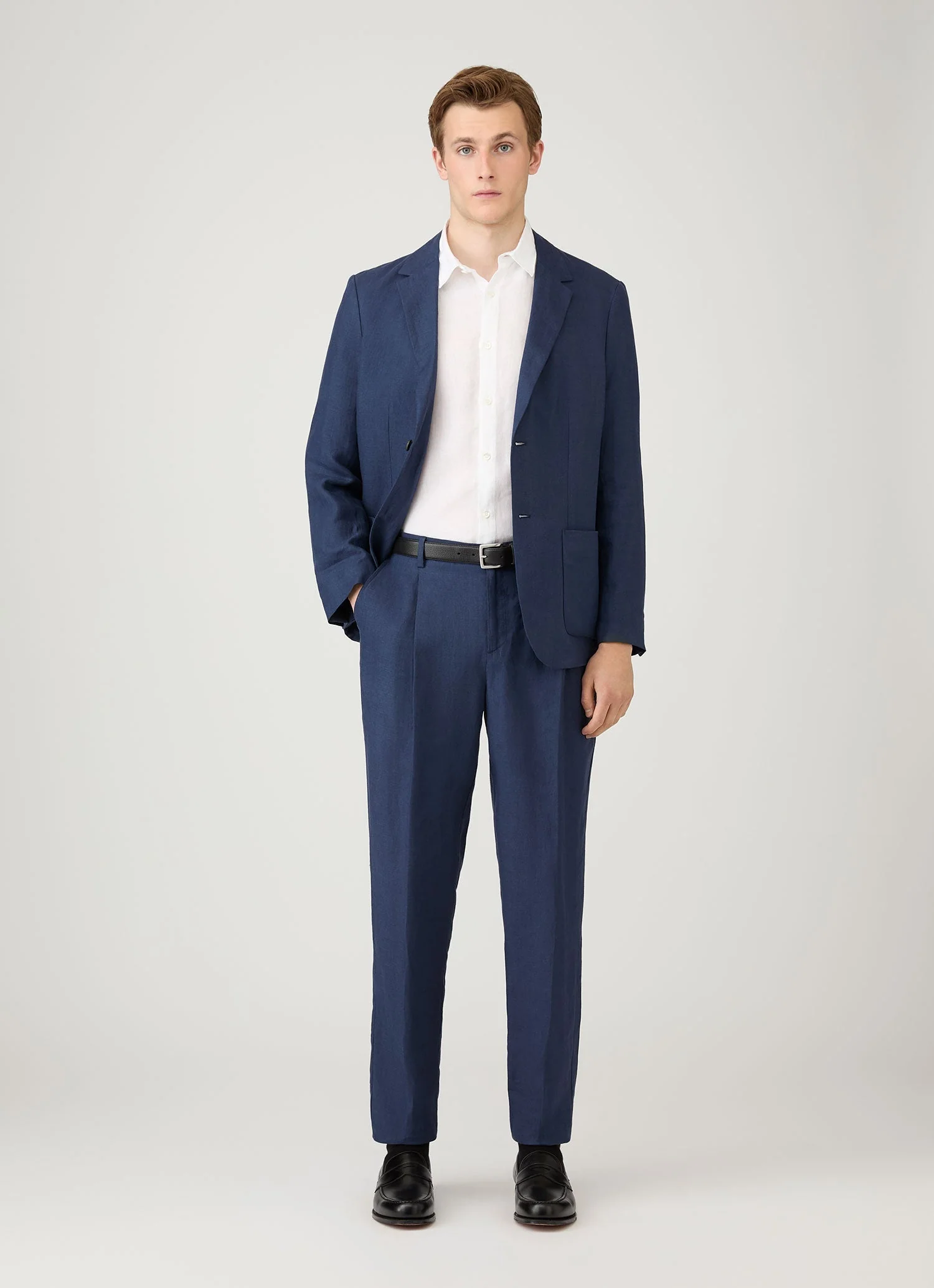 Men's Linen Two-Piece Suit in Light Navy - Image 2
