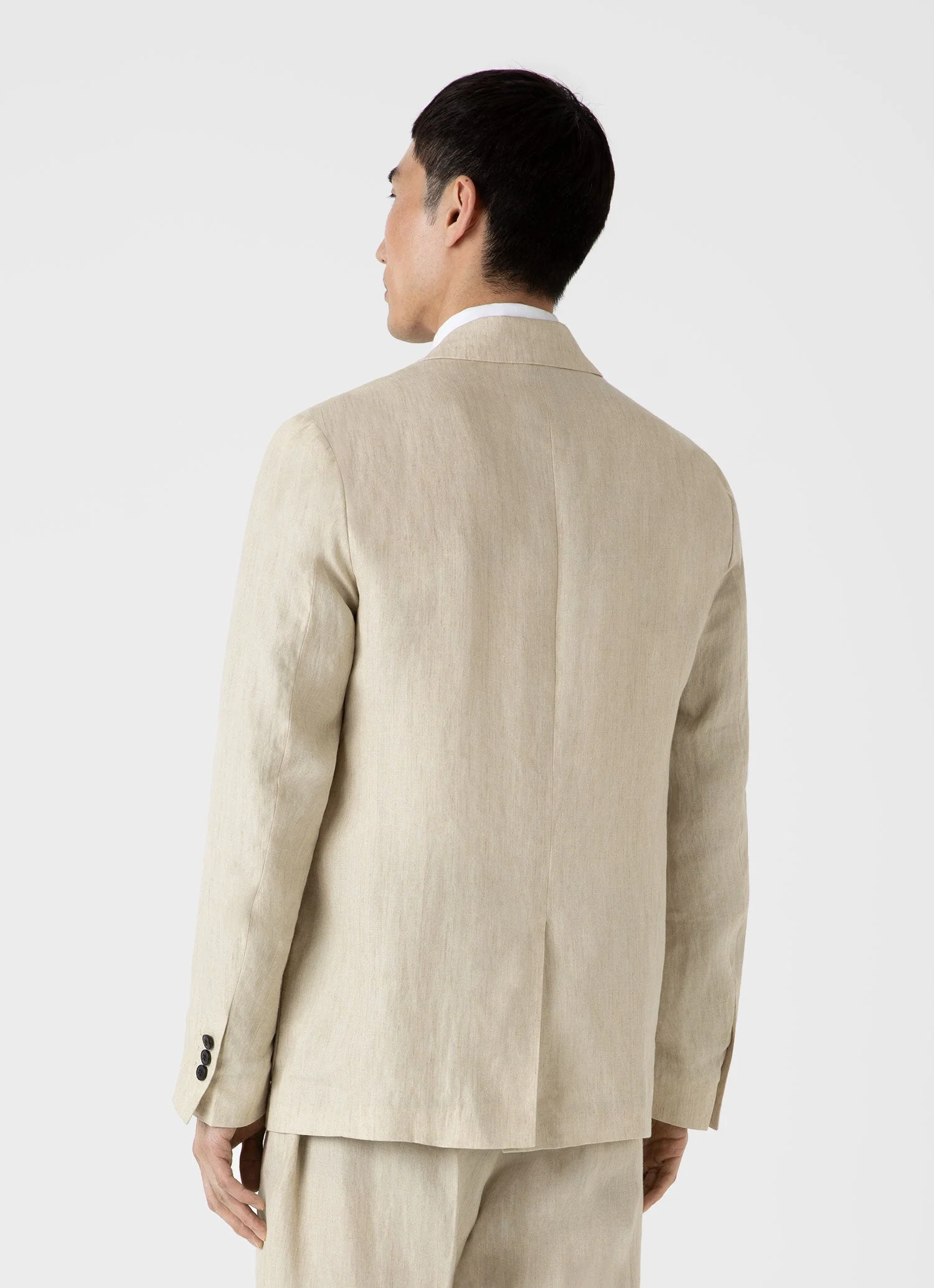 Men's Linen Unstructured Blazer in Light Sand - Image 4