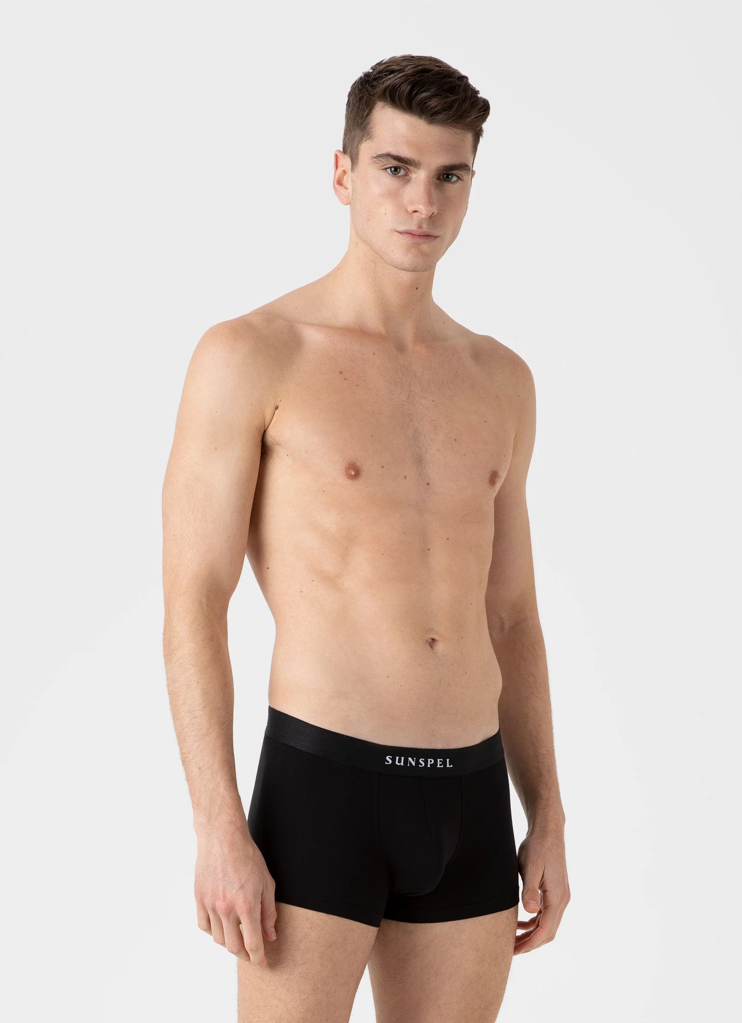 Men's Logo Stretch Cotton Trunks in Black - Image 2