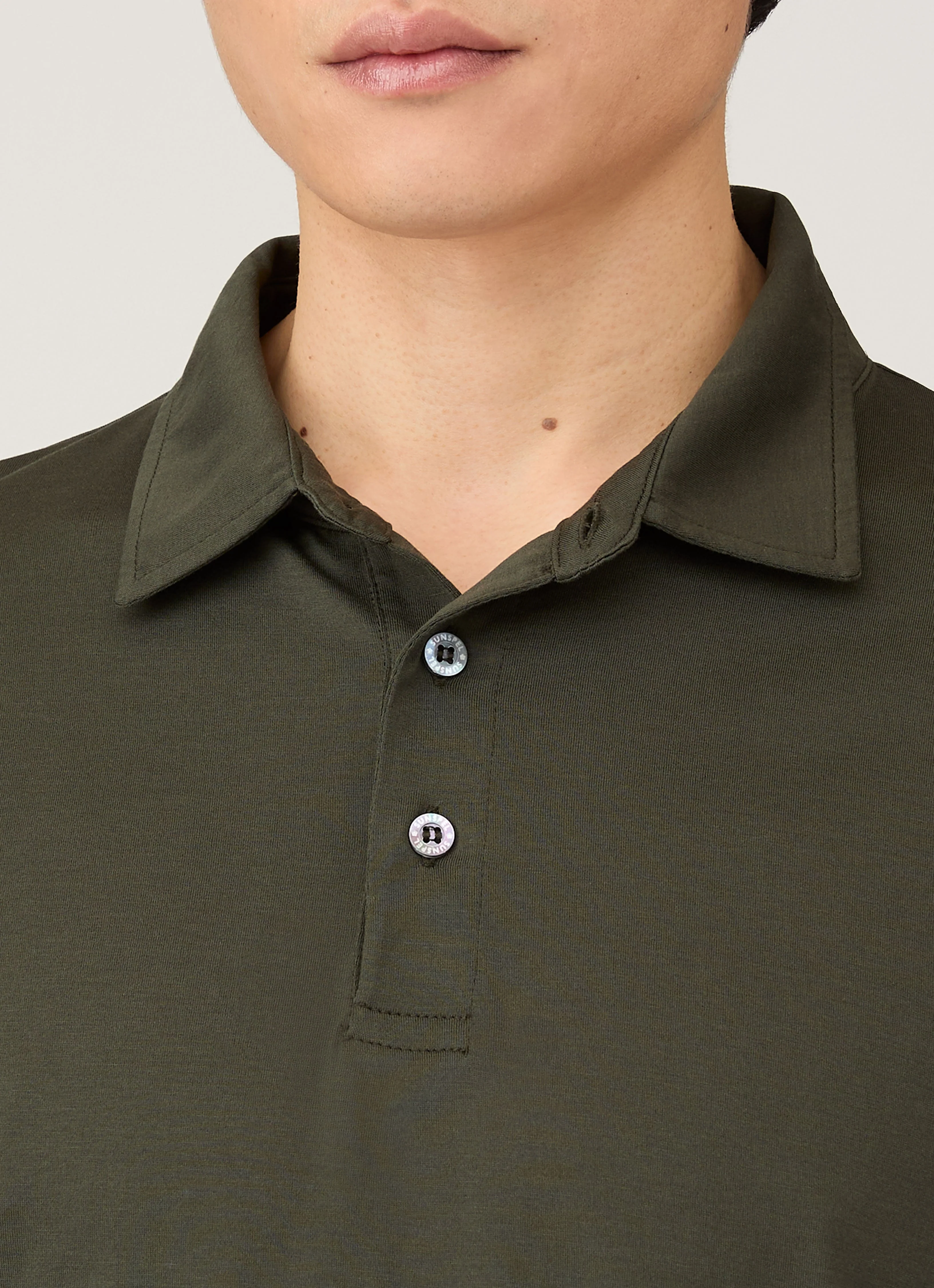 Men's Long Sleeve Classic Jersey Polo Shirt in Dark Green - Image 6