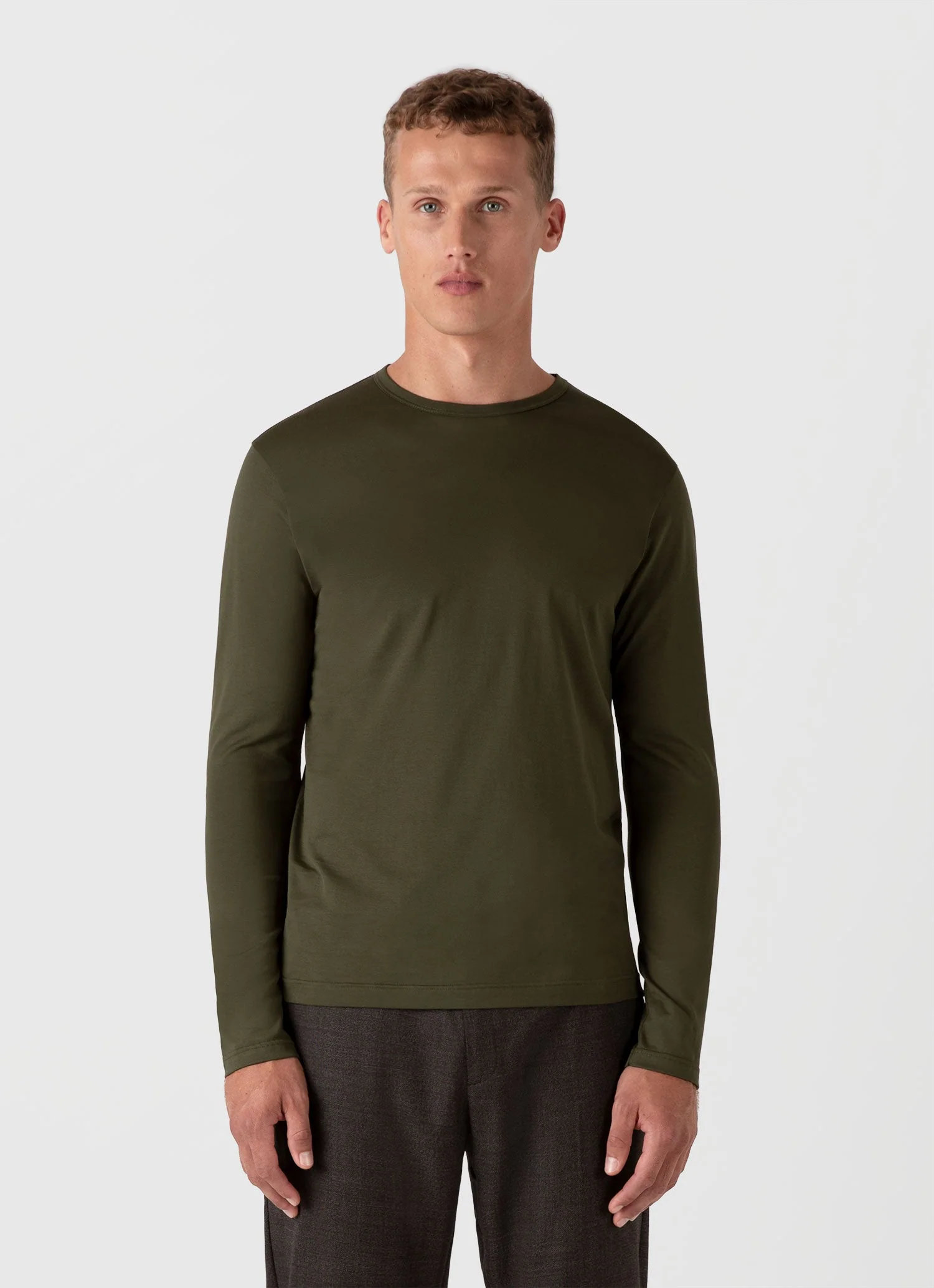 Men's Long Sleeve Classic T-shirt in Pine Green - Image 2