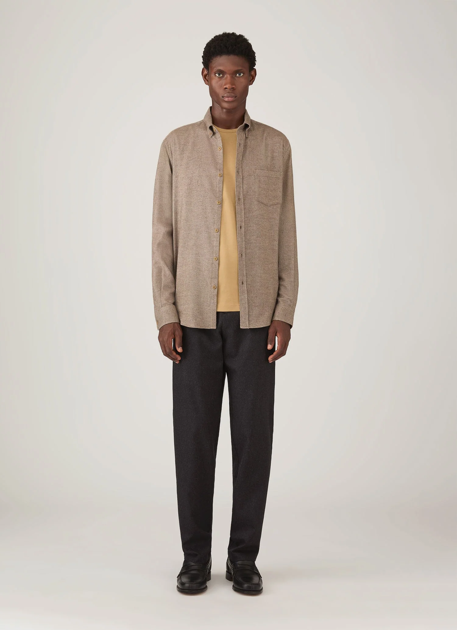 Men's Long Sleeve Classic T-shirt in Tan - Image 3
