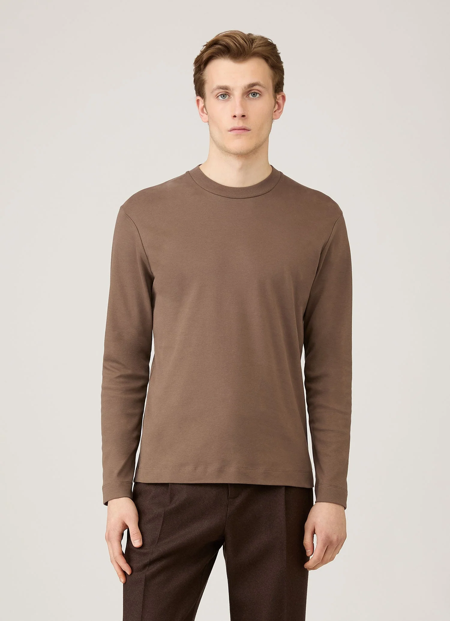 Men's Long Sleeve Heavyweight T-shirt in Bark - Image 2