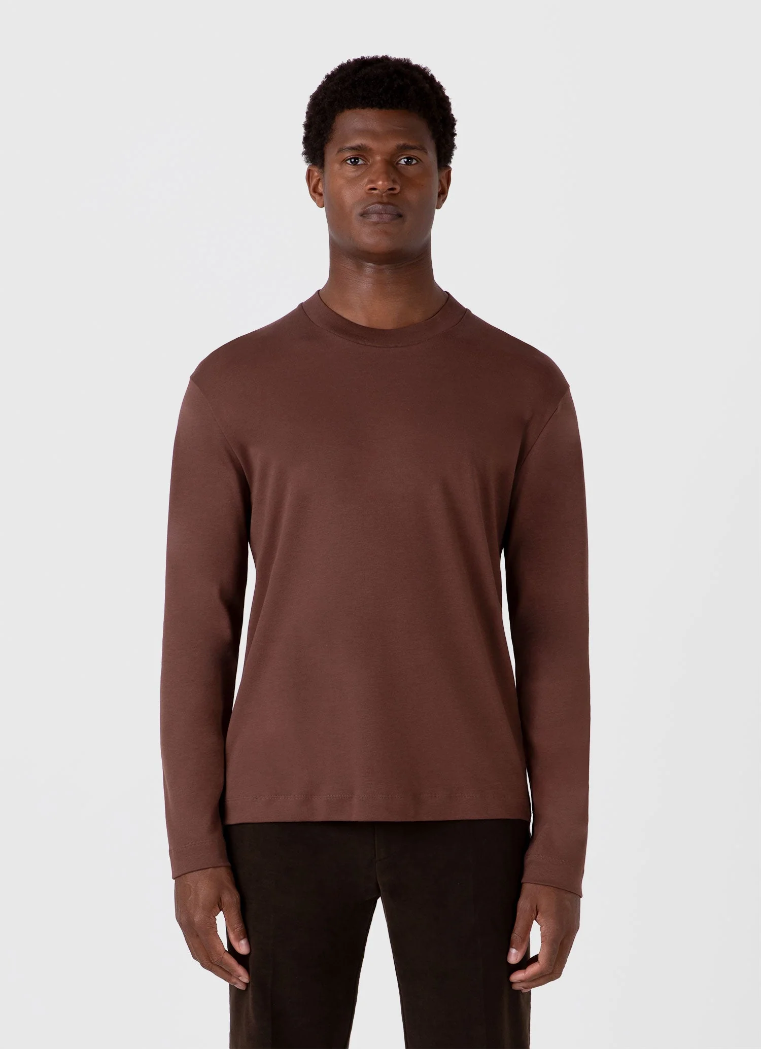 Men's Long Sleeve Heavyweight T-shirt in Cocoa Brown - Image 2
