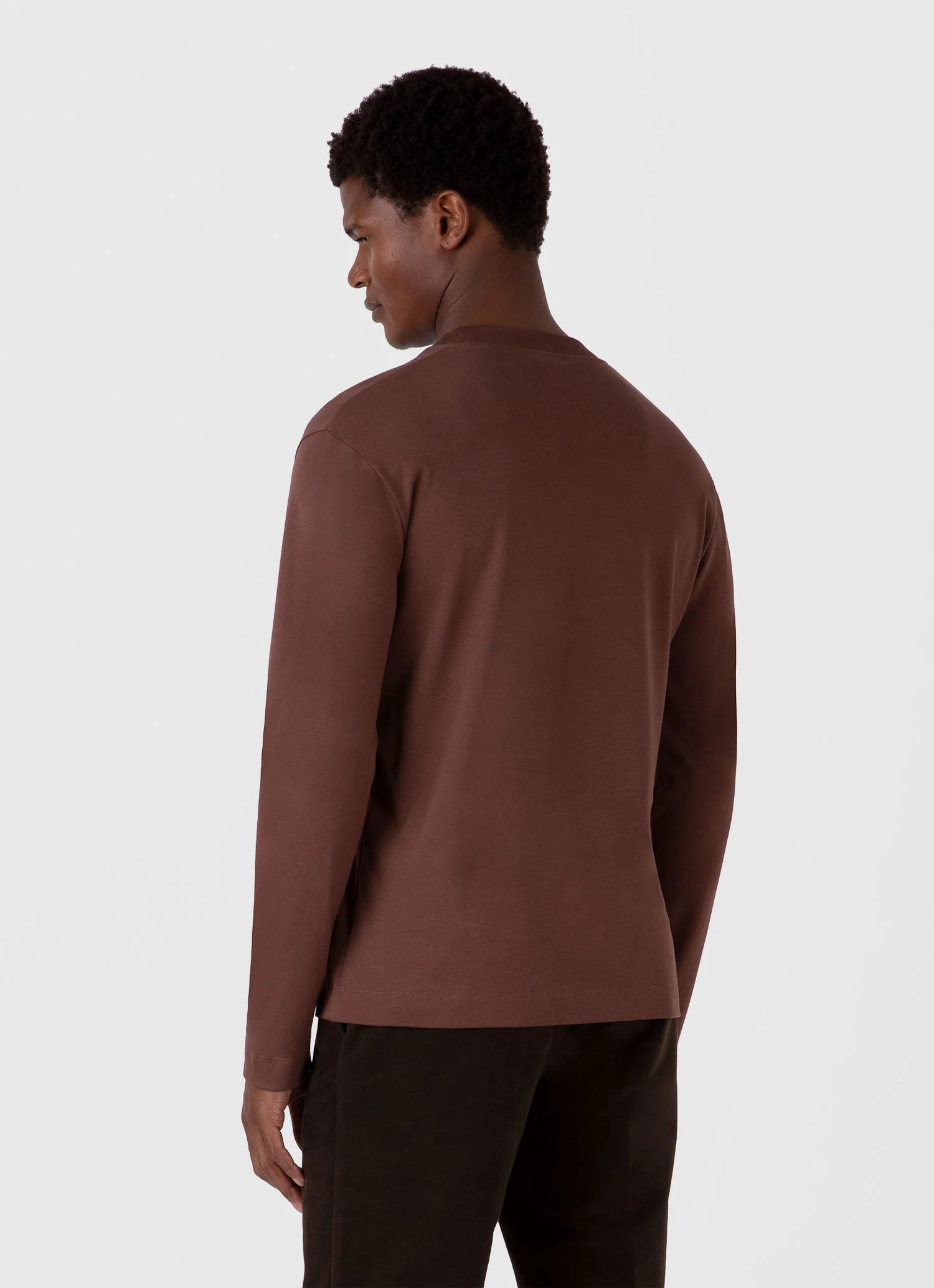 Men's Long Sleeve Heavyweight T-shirt in Cocoa Brown - Image 5