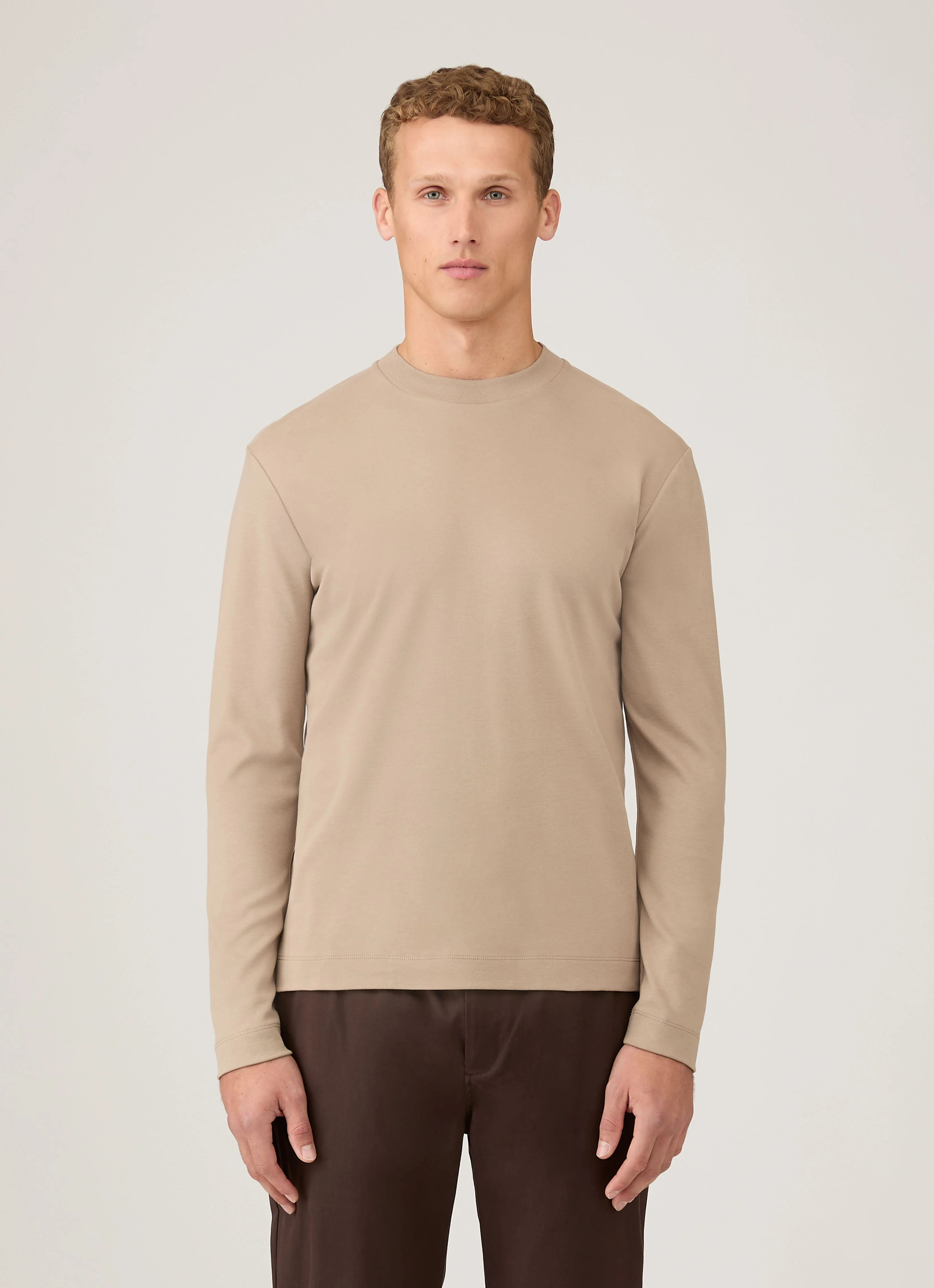 Men's Long Sleeve Heavyweight T-shirt in Mink - Image 2