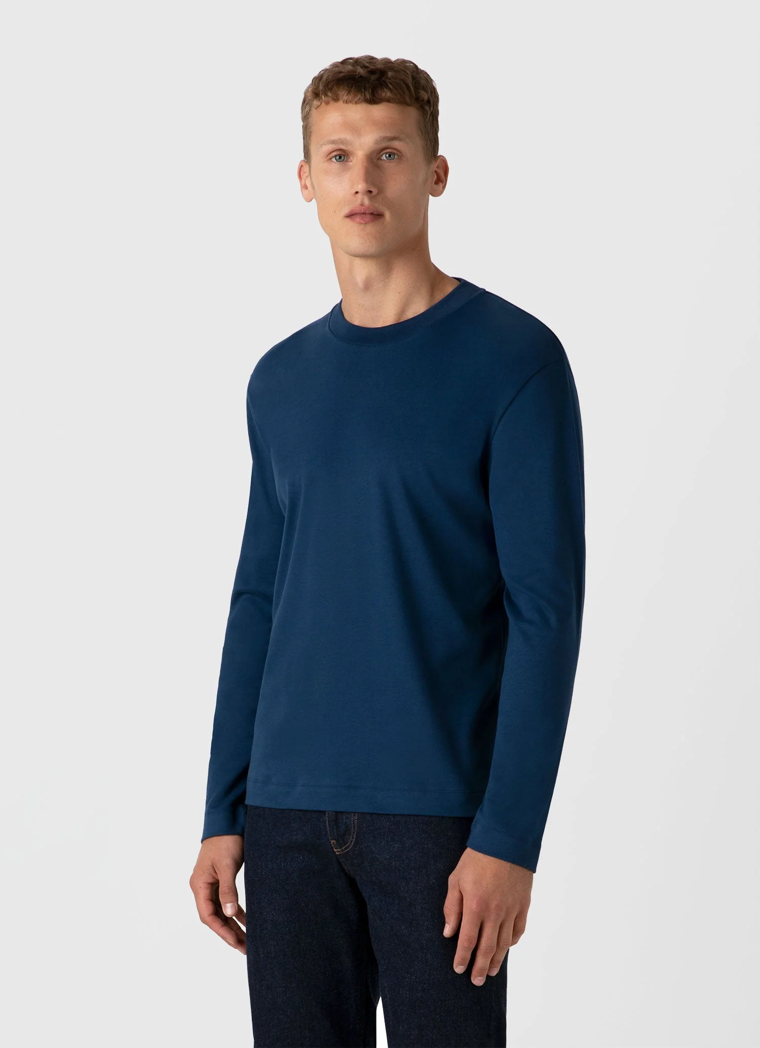 Men's Long Sleeve Heavyweight T-shirt in Naval Blue - Image 2