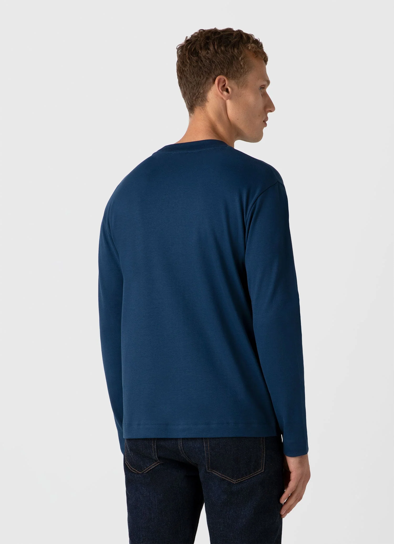Men's Long Sleeve Heavyweight T-shirt in Naval Blue - Image 5