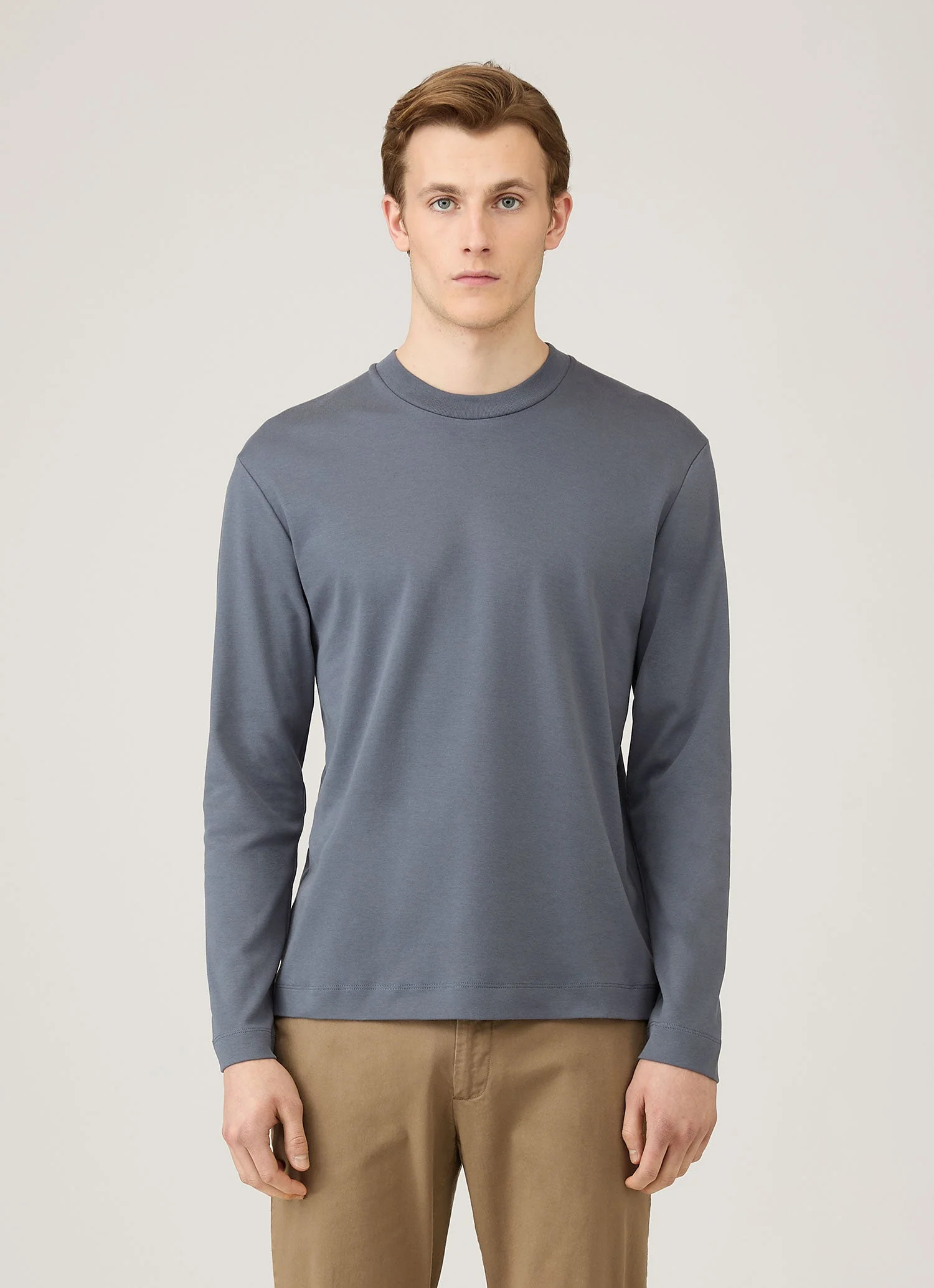 Men's Long Sleeve Heavyweight T-shirt in Slate Blue - Image 2