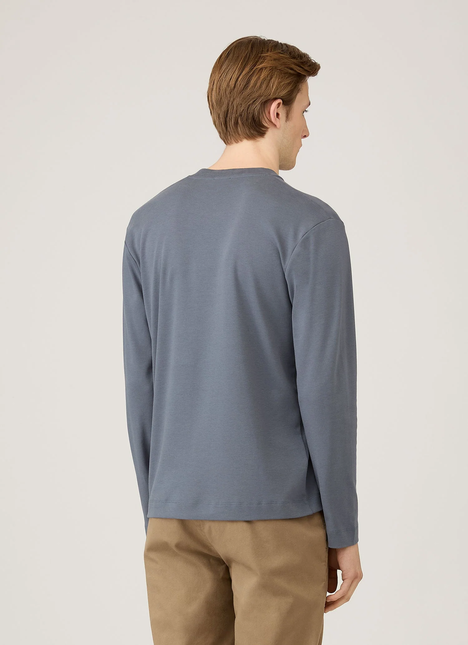 Men's Long Sleeve Heavyweight T-shirt in Slate Blue - Image 5