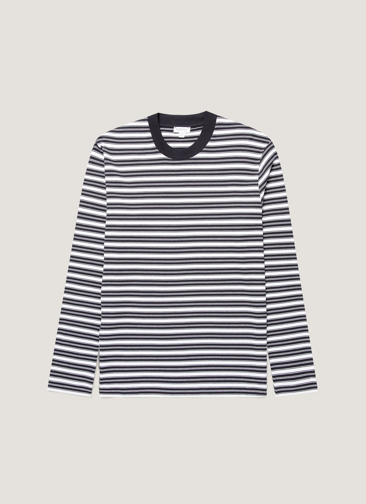 Men's Long Sleeve Heavyweight T-shirt in White/Navy