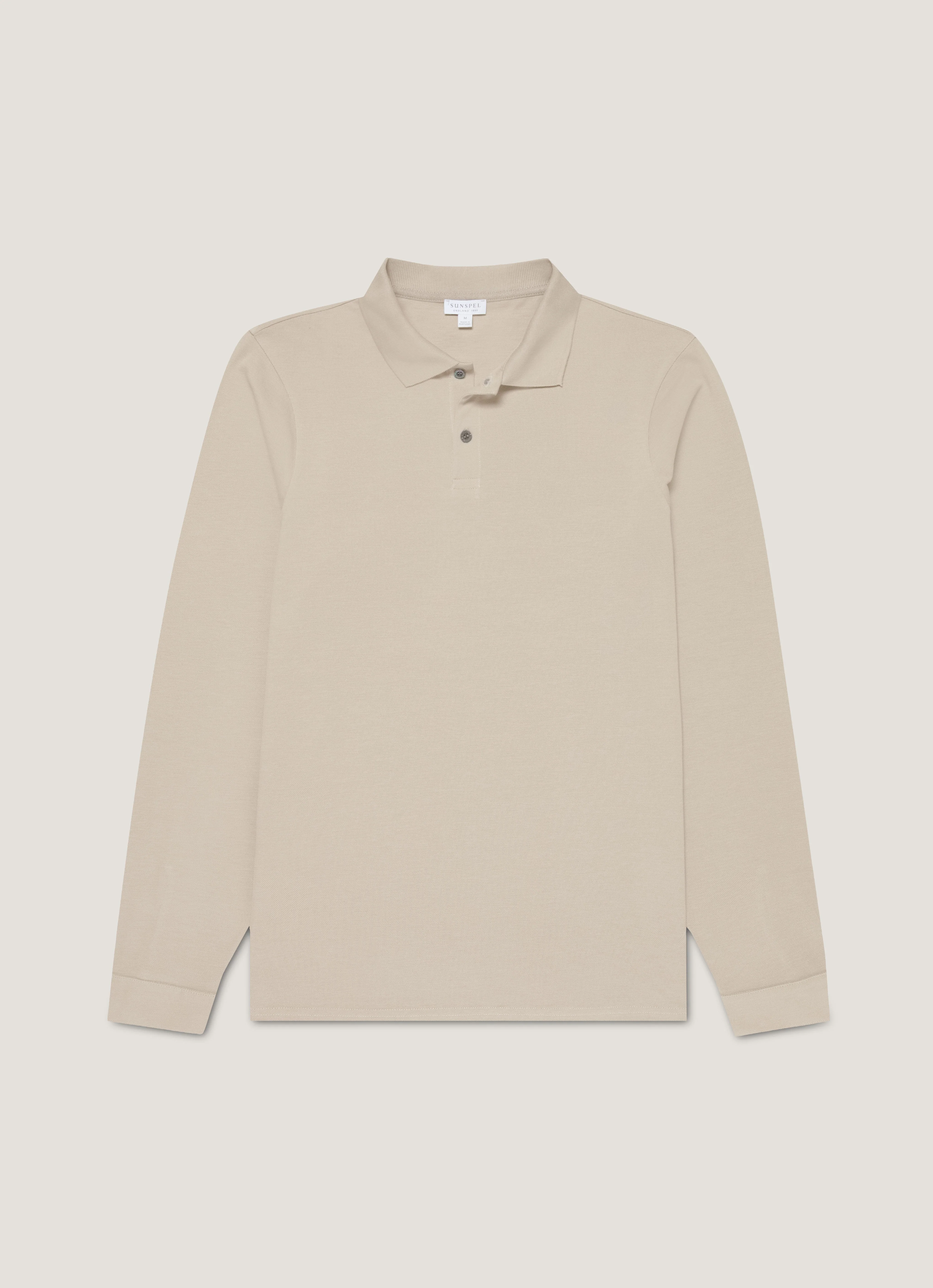 Men's Long Sleeve Piqué Polo Shirt in Fog