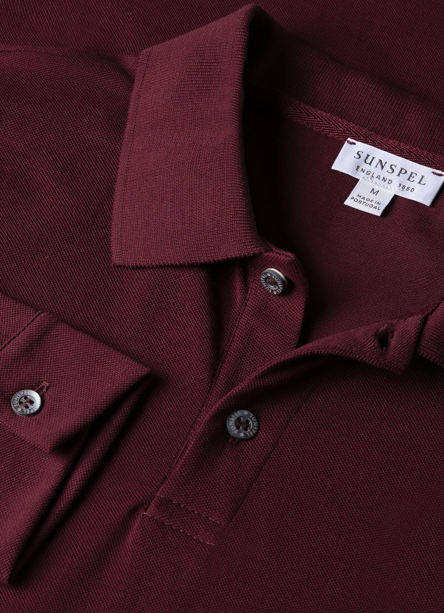 Men's Long Sleeve Piqué Polo Shirt in Port - Image 4
