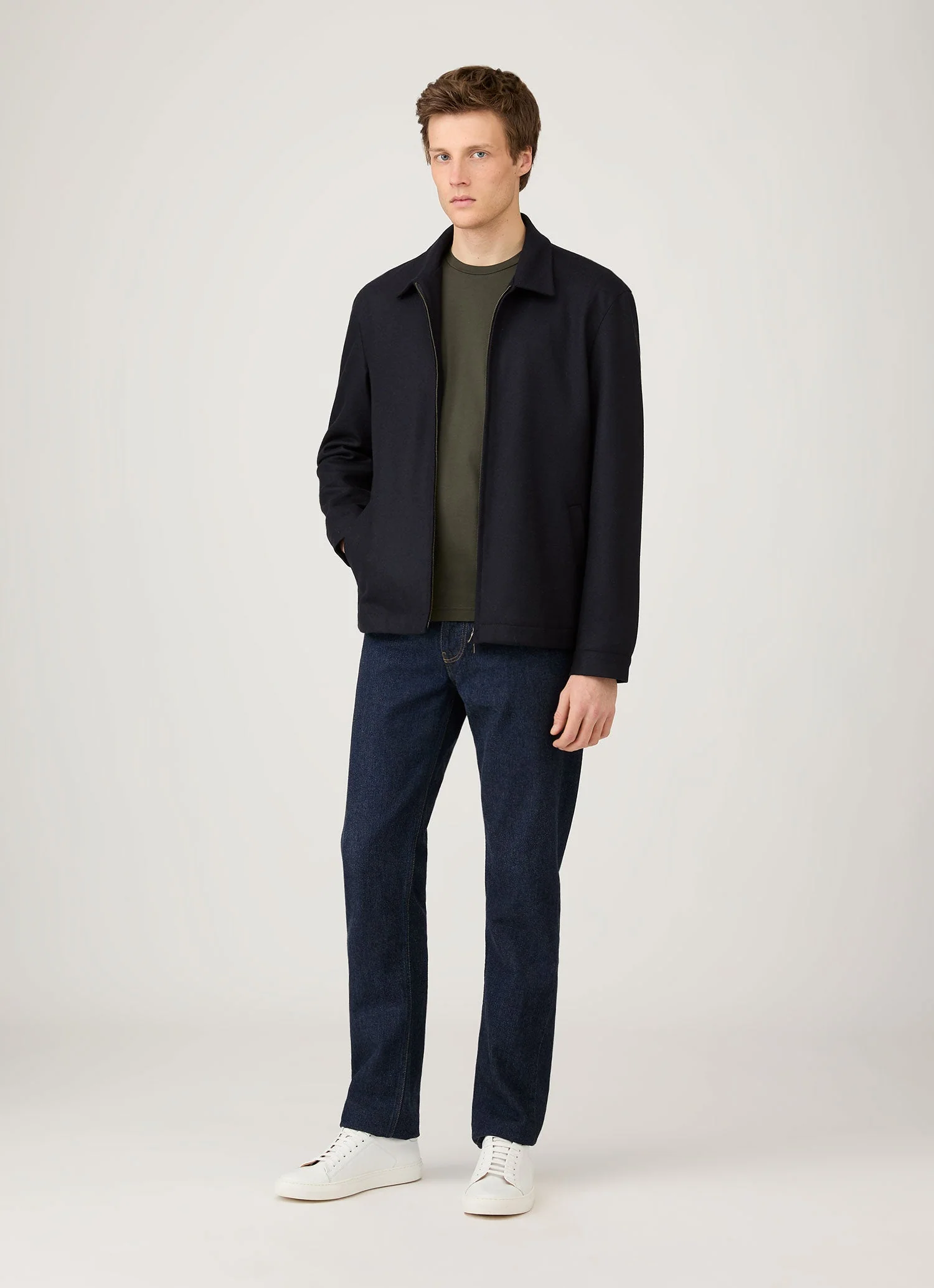 Men's Long Sleeve Riviera Midweight T-shirt in Dark Green - Image 3